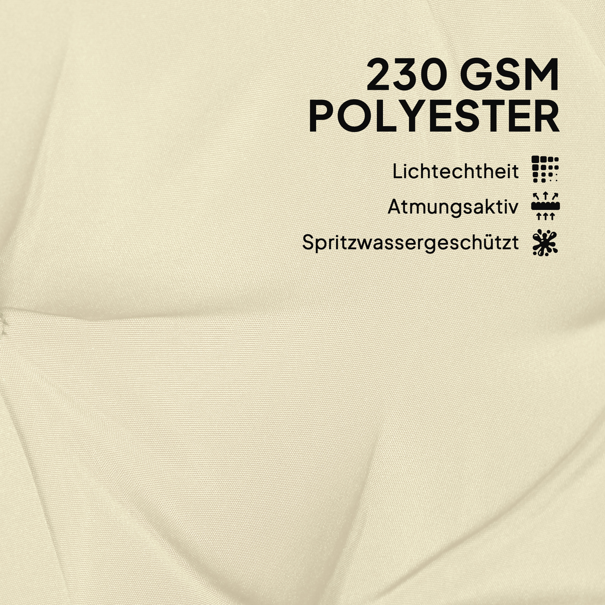 Outdoor-Kissen-Set für Bank oder Hollywoodschaukel, zweifarbig, Polyester, Schaumstoff, 180 x 110 x 8 cm, Beige+Schwarz