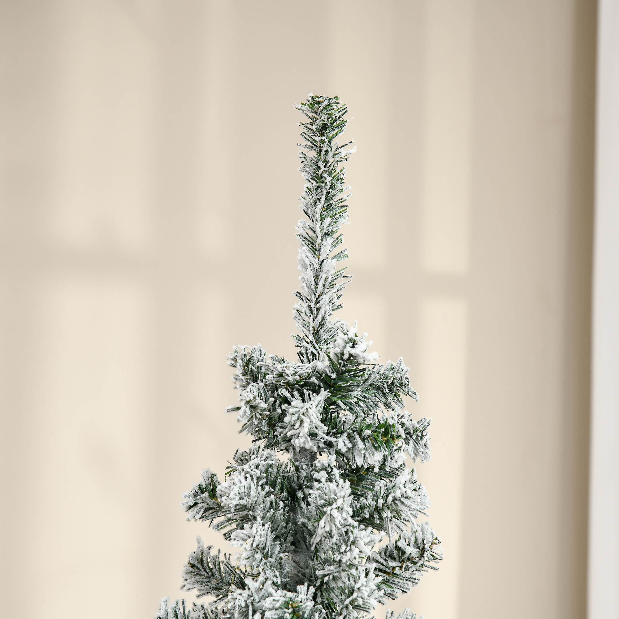 Künstlicher Weihnachtsbaum 180 cm Bleistift Kiefernbaum mit Schnee, 492 Spitzen für drinnen