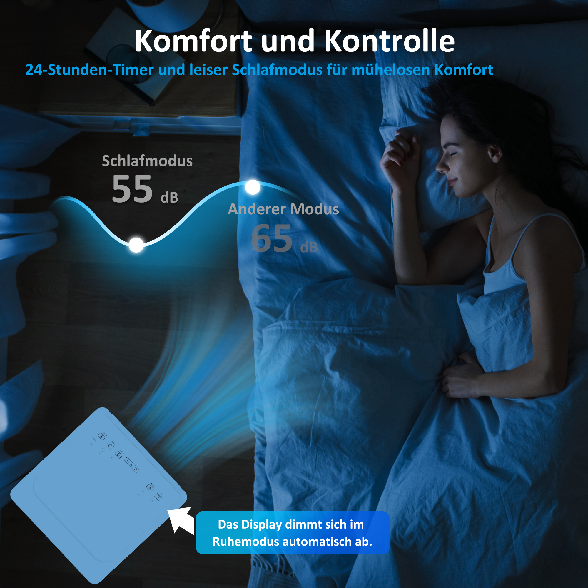 tragbares Klimagerät 7000 BTU, 4-in-1 Klimaanlage mit Kühlung, Entfeuchter, Ventilator, Schlafmodus