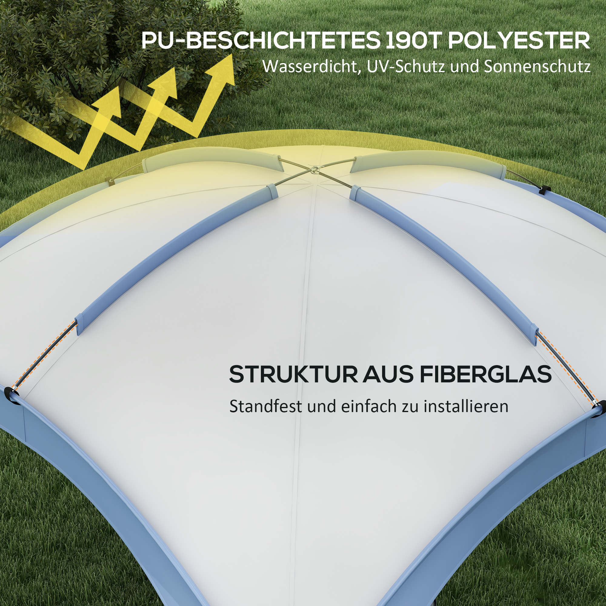 Event Shelter 3,5 x 3,5m Pavillon mit Haken Tür Wasserabweisend winterfest Gartenpavillon Hellblau