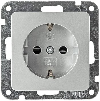 DELPHI Schutzkontakt-Steckdose, silber - 250V~/ 16A, Steckanschluss, ohne Rahmen DELPHI Schutzkontakt-Steckdose, silber - 250V~/ 16A, Steckanschluss, ohne Rahmen