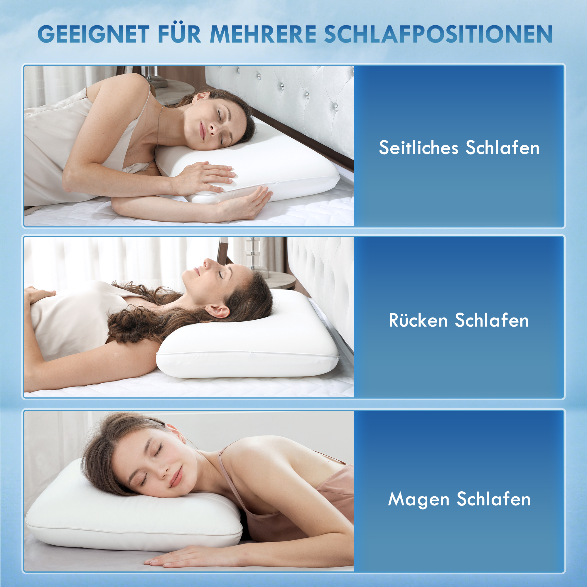 Memory Schaum Kissen Kopfkissen, Nackenstützkissen mit abnehmbarem Bezug Ergonomische 60 x 40 cm, Cremeweiß