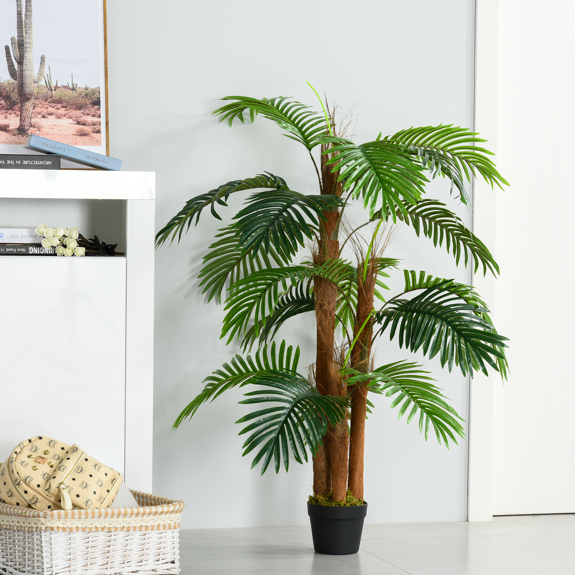 künstliche Pflanzen 120 cm künstlicher Palmen Palme Kunstpflanze Kunstbaum Kunstpflanzen im Topf Zimmerpflanze Dekopflanze Büropflanze Kunststofftopf für drinnen und draußen