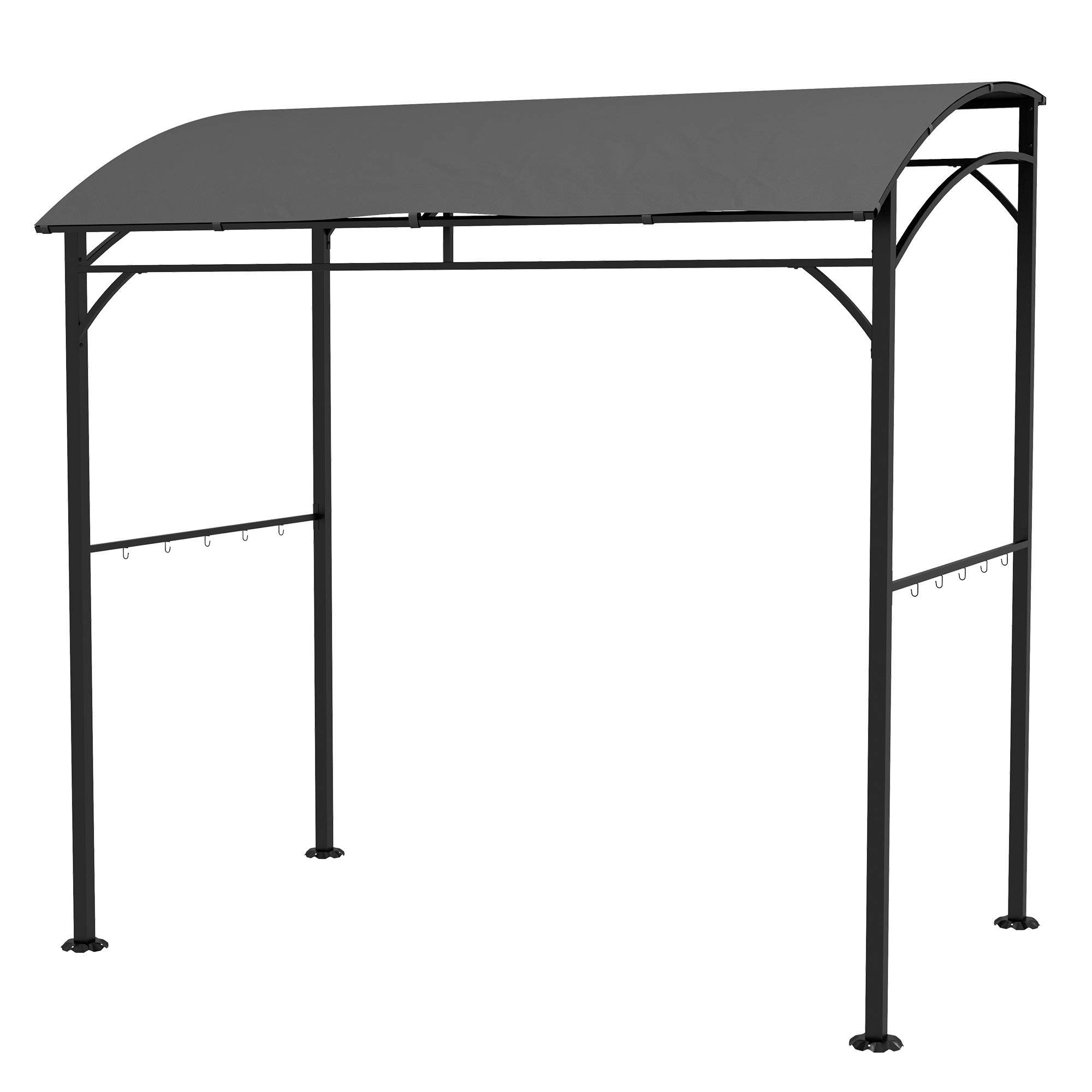 Grillpavillon, Grillüberdachung, Regenschutz, Haken für Utensilien, Stahlrahmen, Dunkelgrau, 215 x 150 x 182/220 cm