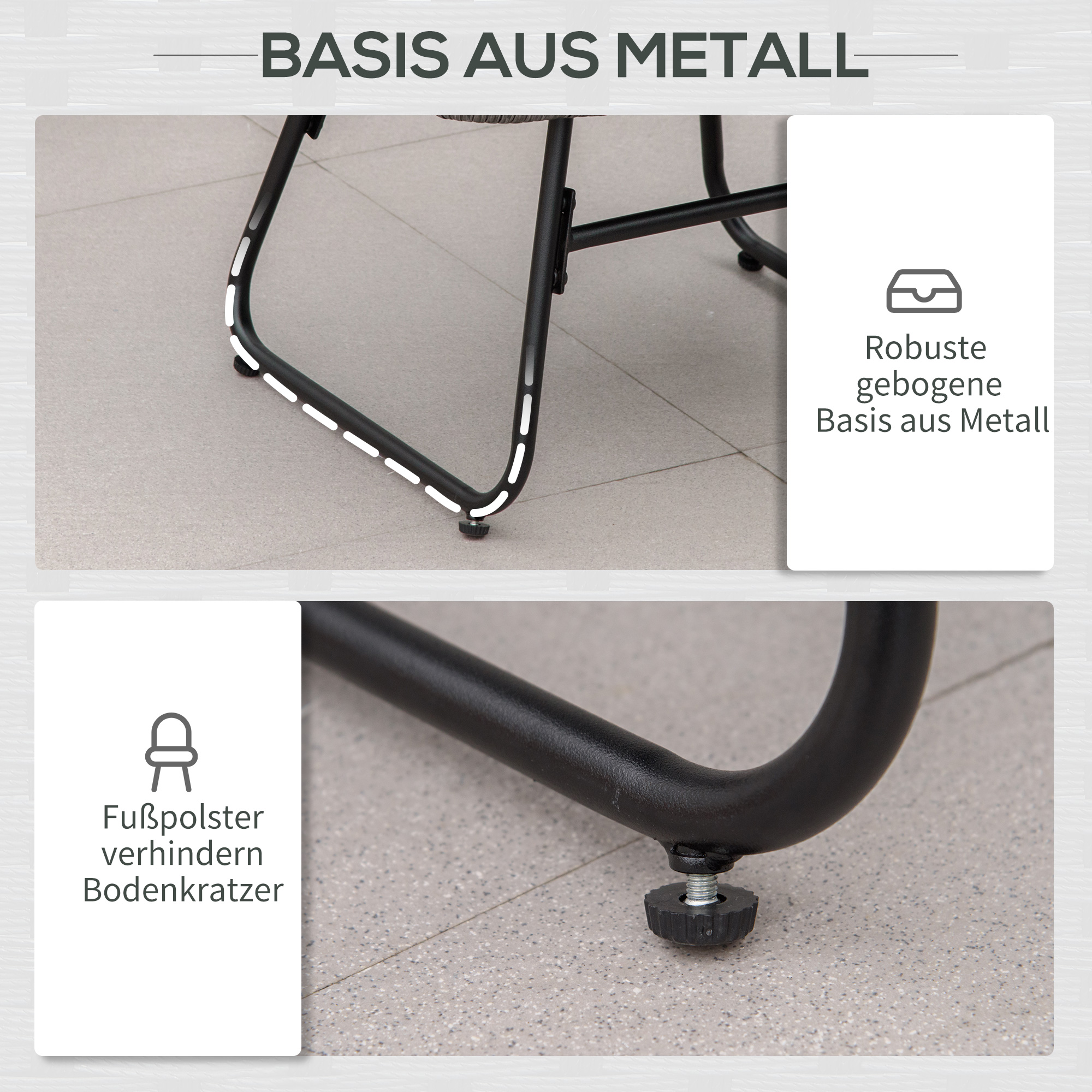 Rattan Relaxsessel mit Fußhocker, Gartensessel mit dicke Kissen Outdoor Rattanstuhl Gartenstuhl für Garten, Balkon, Terrasse Grau