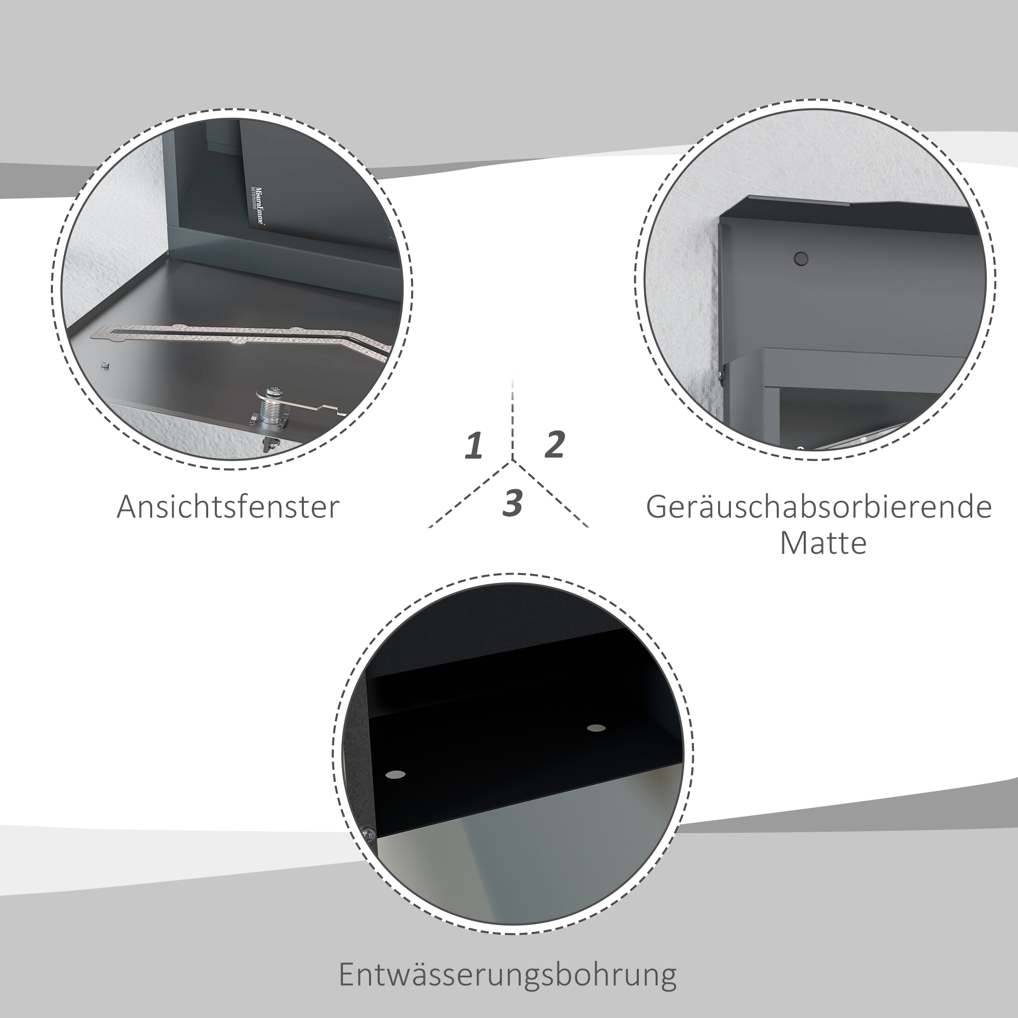 Briefkasten Postkasten, modernes Design, wetterbeständig, 37 cm x 10,5 cm x 37 cm, Grau