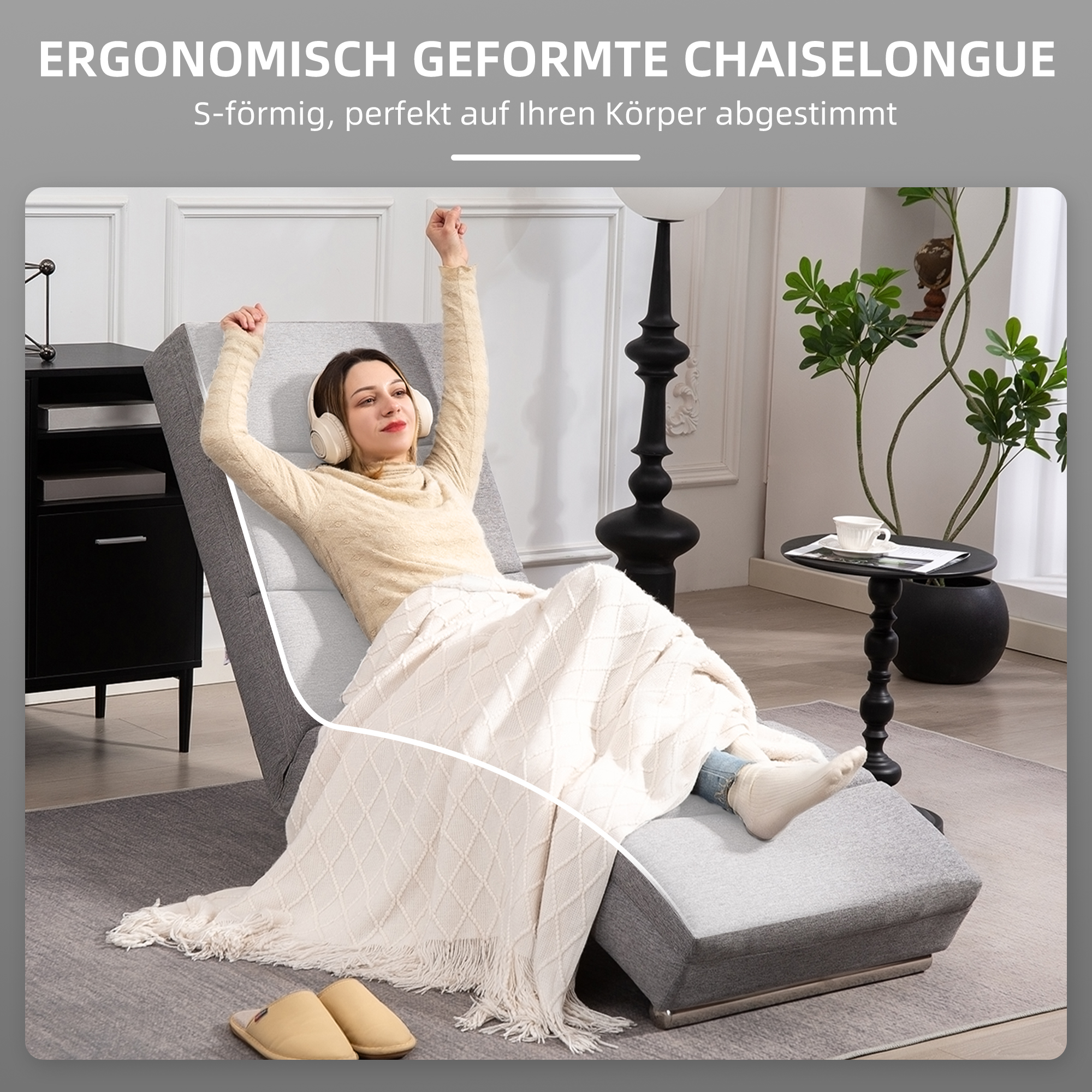 Polstersessel mit Rückenlehne, Relaxsessel mit Stahlbeinen & dicker Polsterung, für Wohnzimmer, Schlafzimmer, Hellgrau