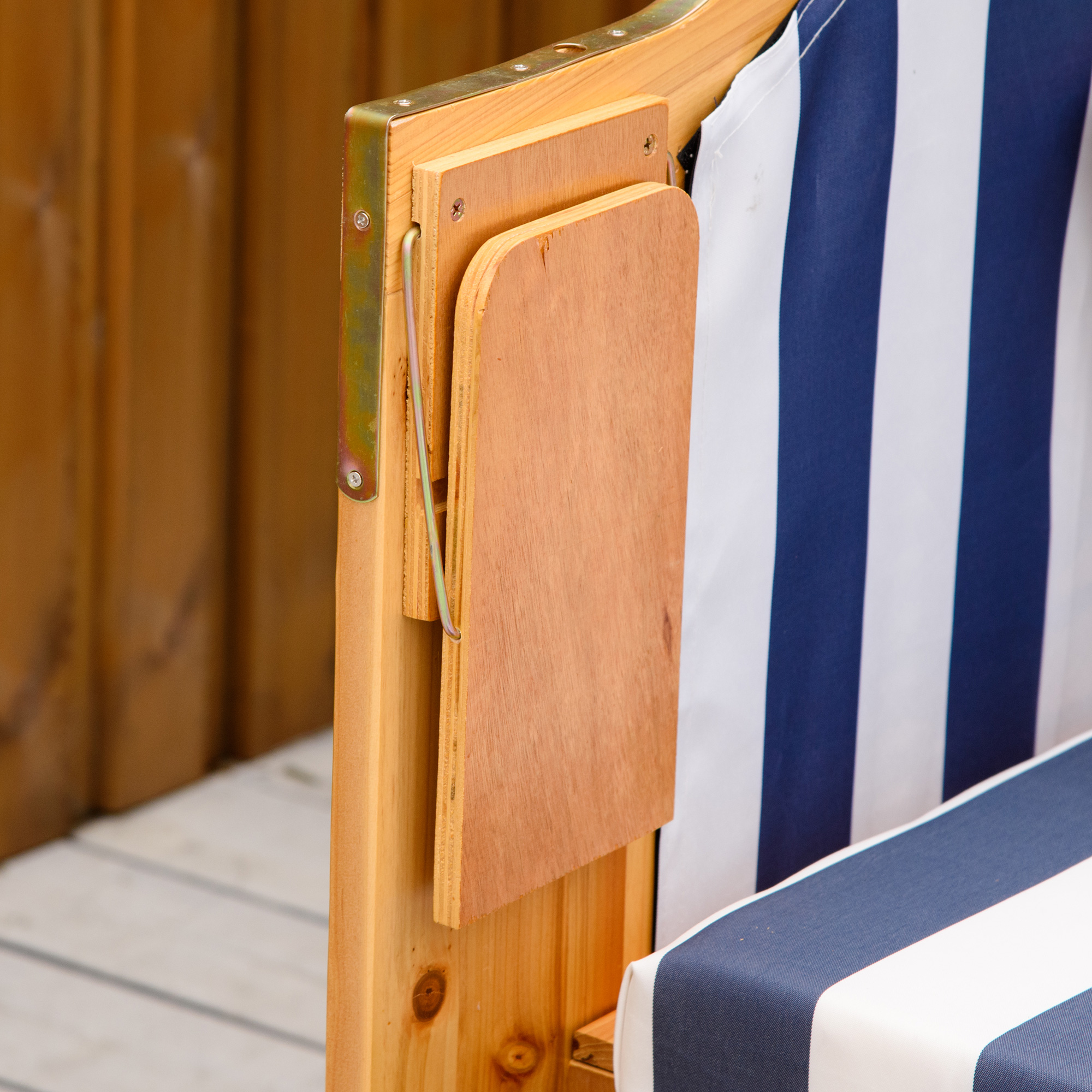 Strandkorb, doppelte Sonnenliege mit Dach, inkl. 1Klapptisch, Blau