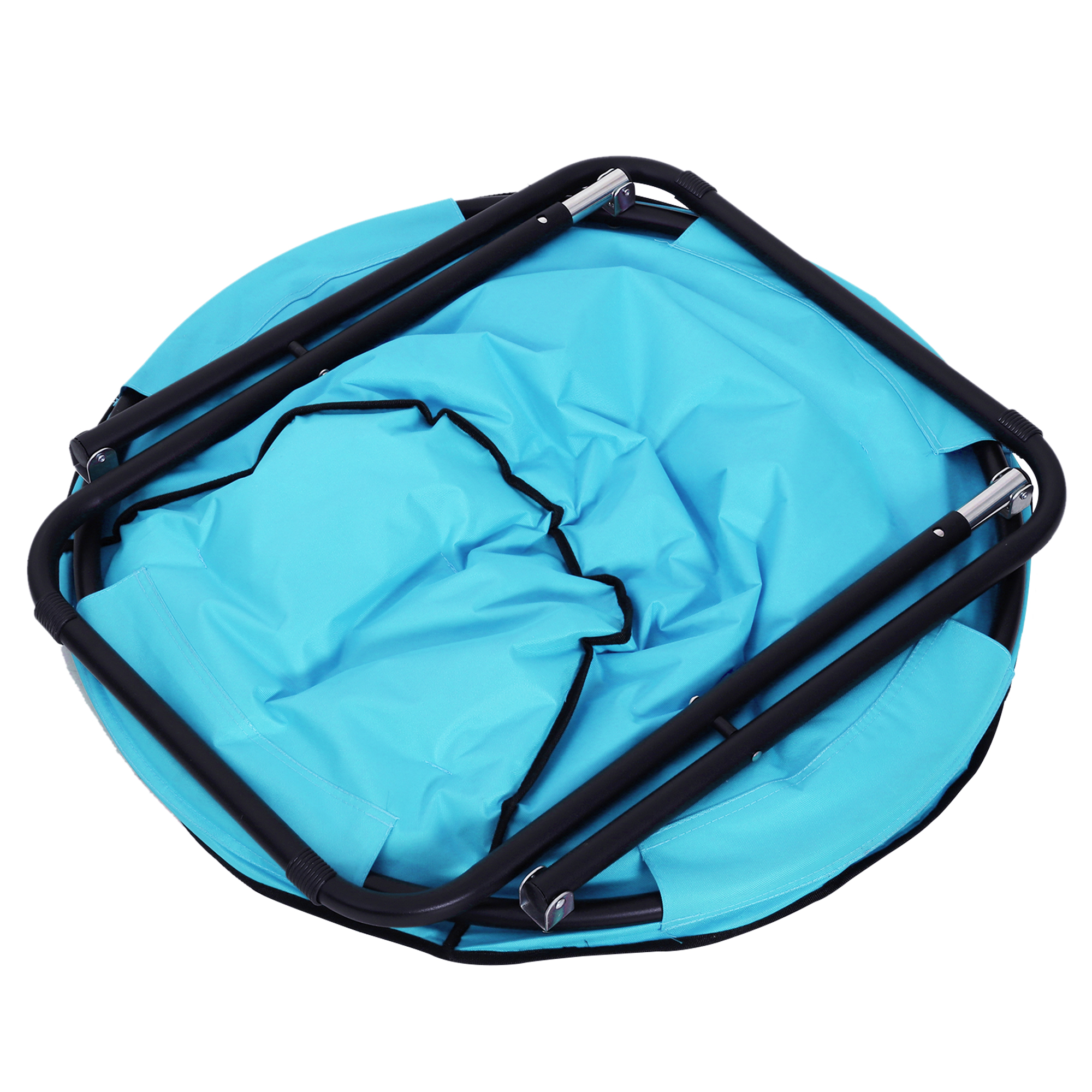 Campingstuhl Faltbar Campingsessel mit Lehne, Klappstuhl bis 120kg, gepolstert Moonchair Extra Breit, Faltsessel Outdoor Stuhl für Garten, Balkon, Camping, Blau