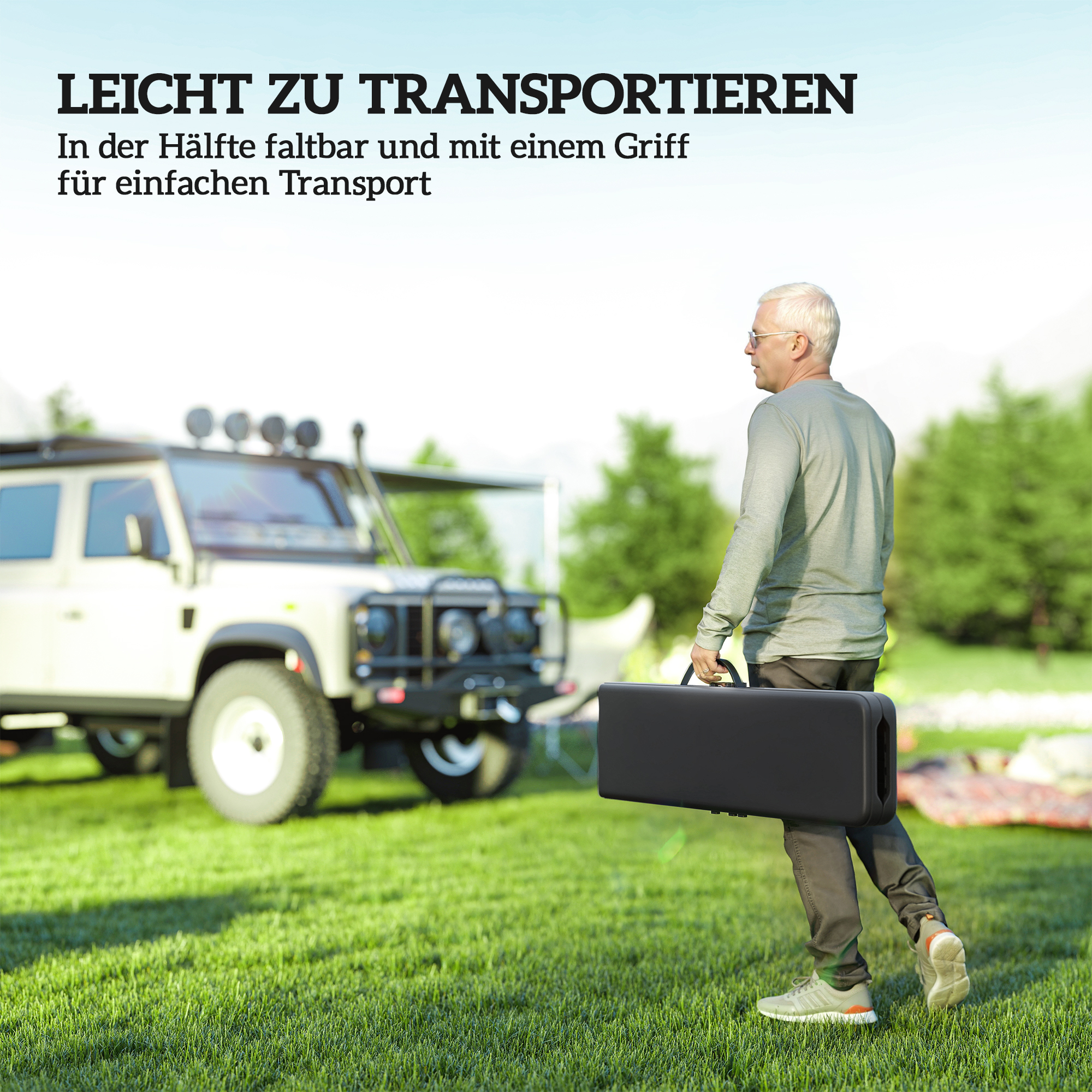 Campingbank, Kunststoff-Outdoor-Bank, 240 kg Belastbarkeit, Schwarz