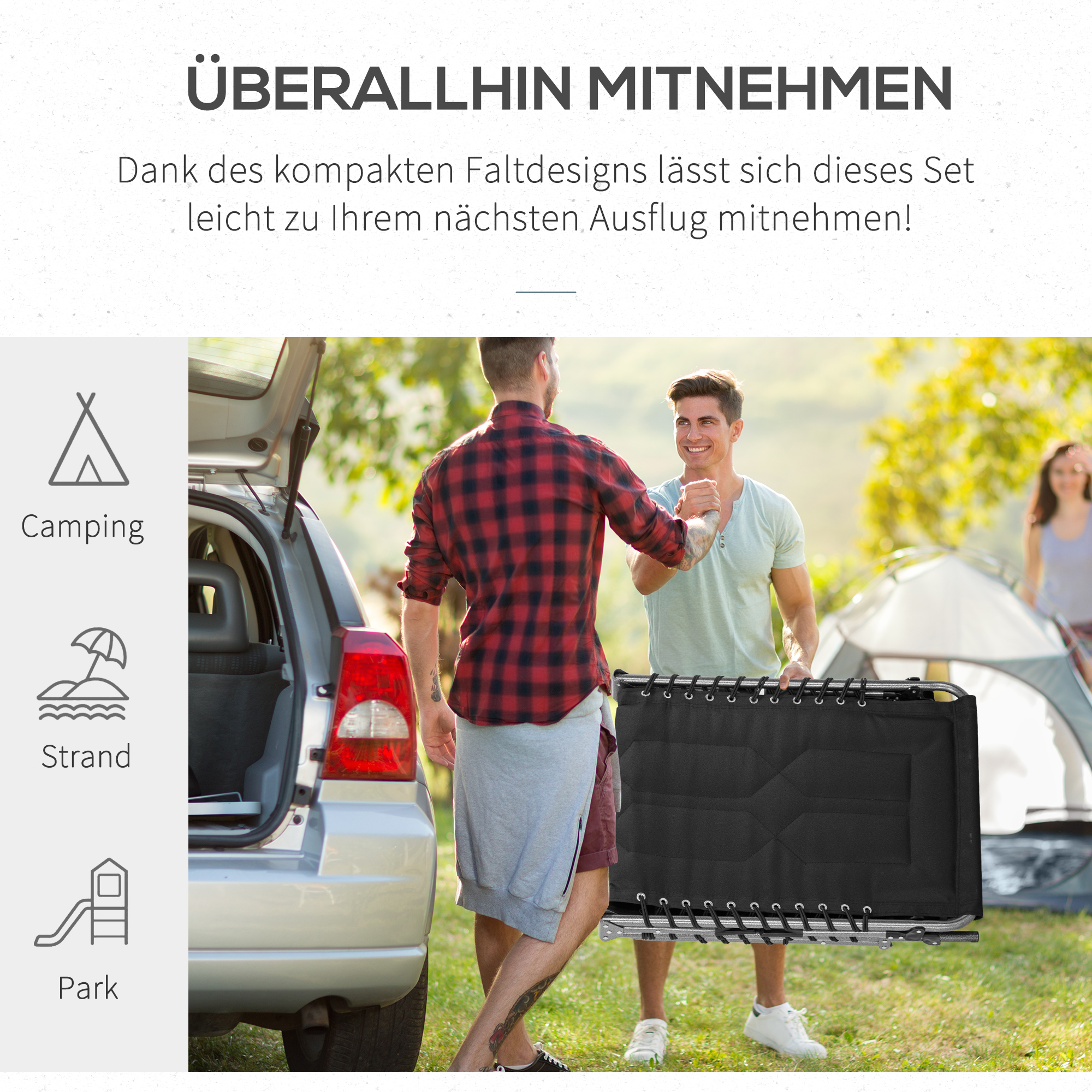 Sonnenliege faltbar Gartenliege Klappliege mit Kissen Garten 5-stufige Rückenlehne verstellbar Stahl Oxford-Stoff Schwarz 188 x 57 x 30 cm