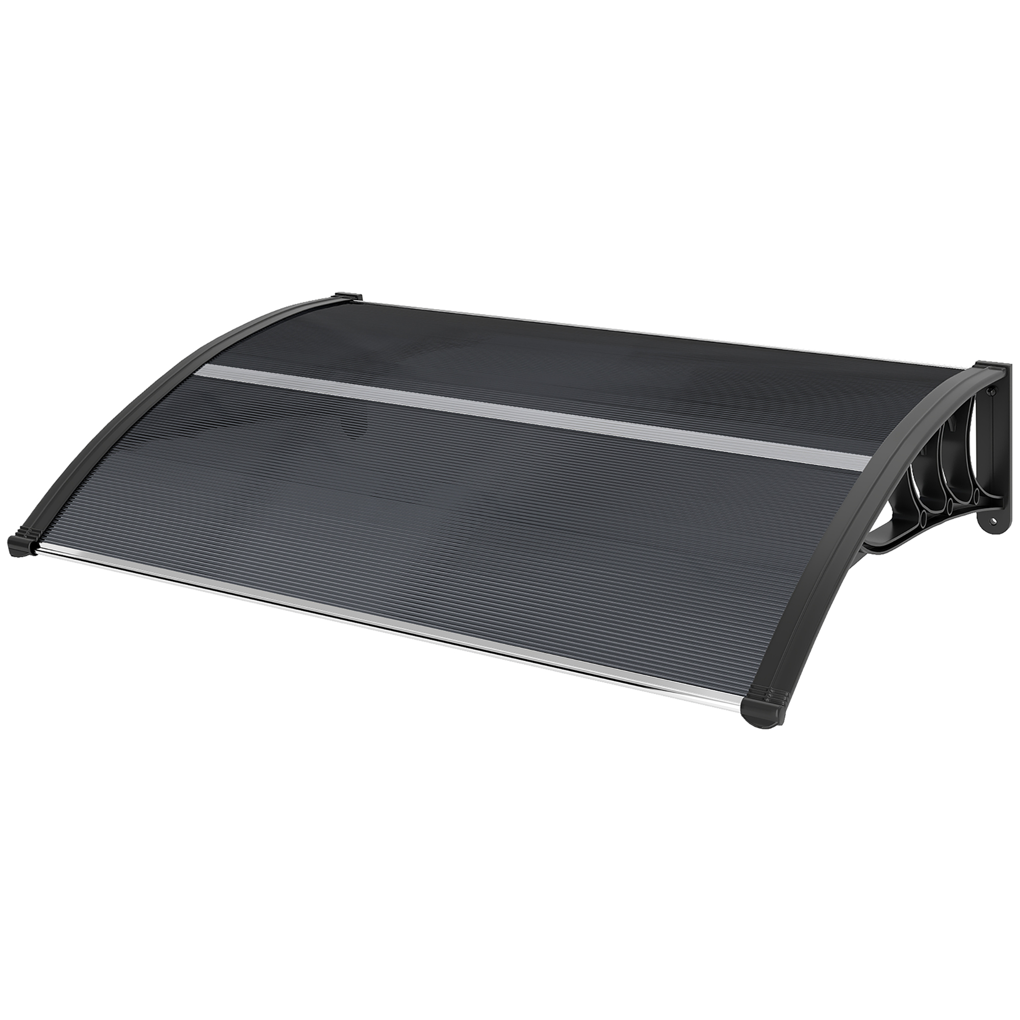 Vordach, Haustürvordach, Überdachung für Eingänge und Fenster, 100L x 75B x 23H cm, Schwarz