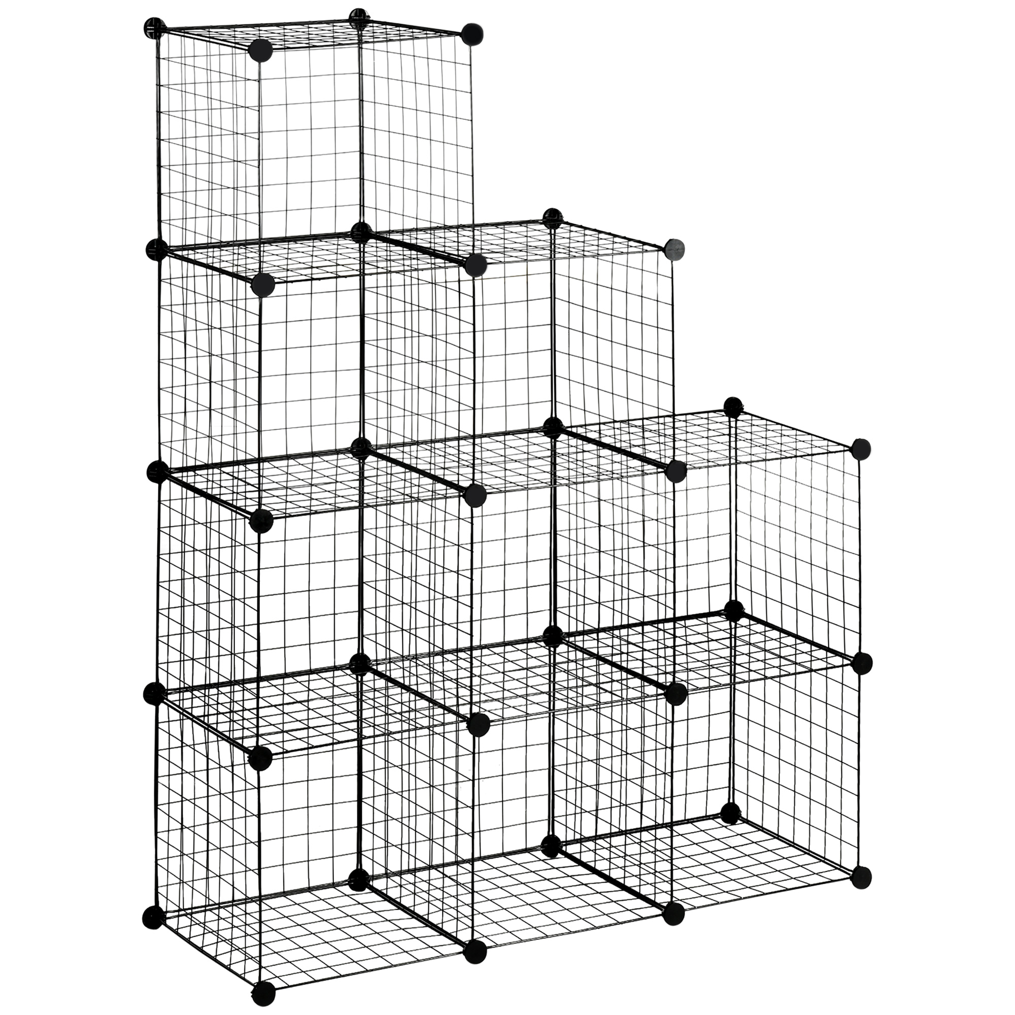Steckregal, Würfelregal, Schuhregal, 9 Würfel, modularer Aufbau, Stahl, schwarz, 35 x 35 x 35 cm je Würfel