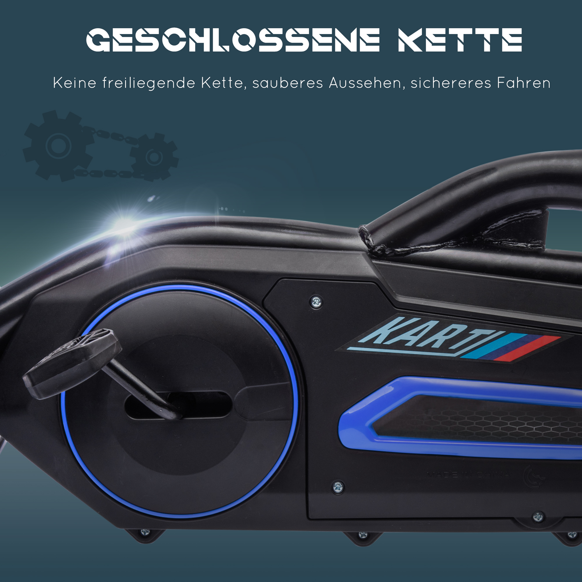 Go Kart Pedal Go Kart Rückwärts-uns Vorwärtsgang, für Kinder von 3 bis 8 Jahren, Blau