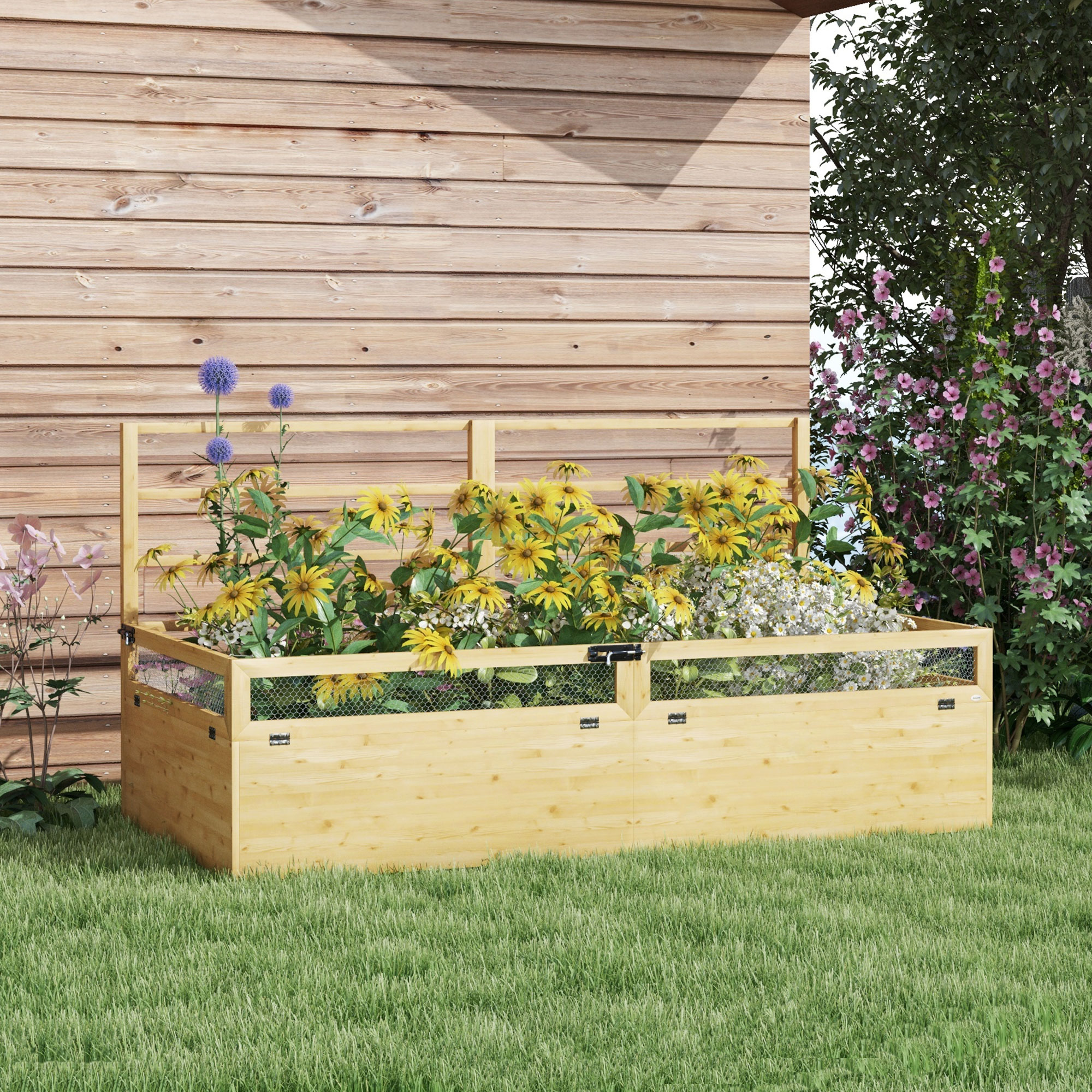 Hochbeet Pflanzkasten Kräuterbeet, wetterbeständig, 1 Spalier, 183 x 98,5 x 95 cm, Natur