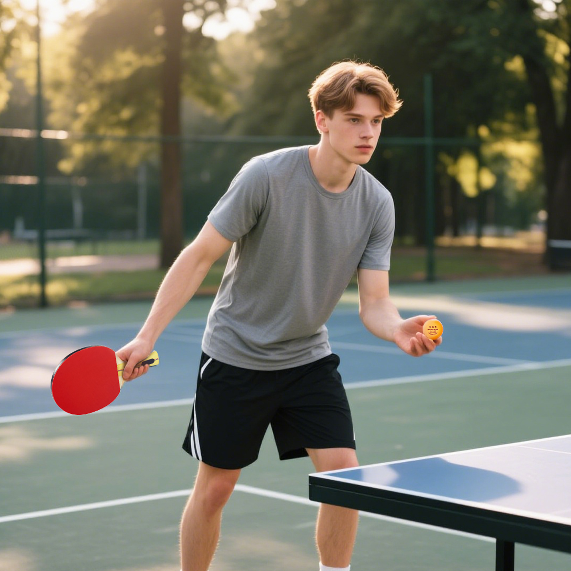 Tischtennisschläger Tischtennis Set mit 4 Tischtennisschlägern, 8 Tischtennisbällen Tragetasche Für Drinnen & Draußen
