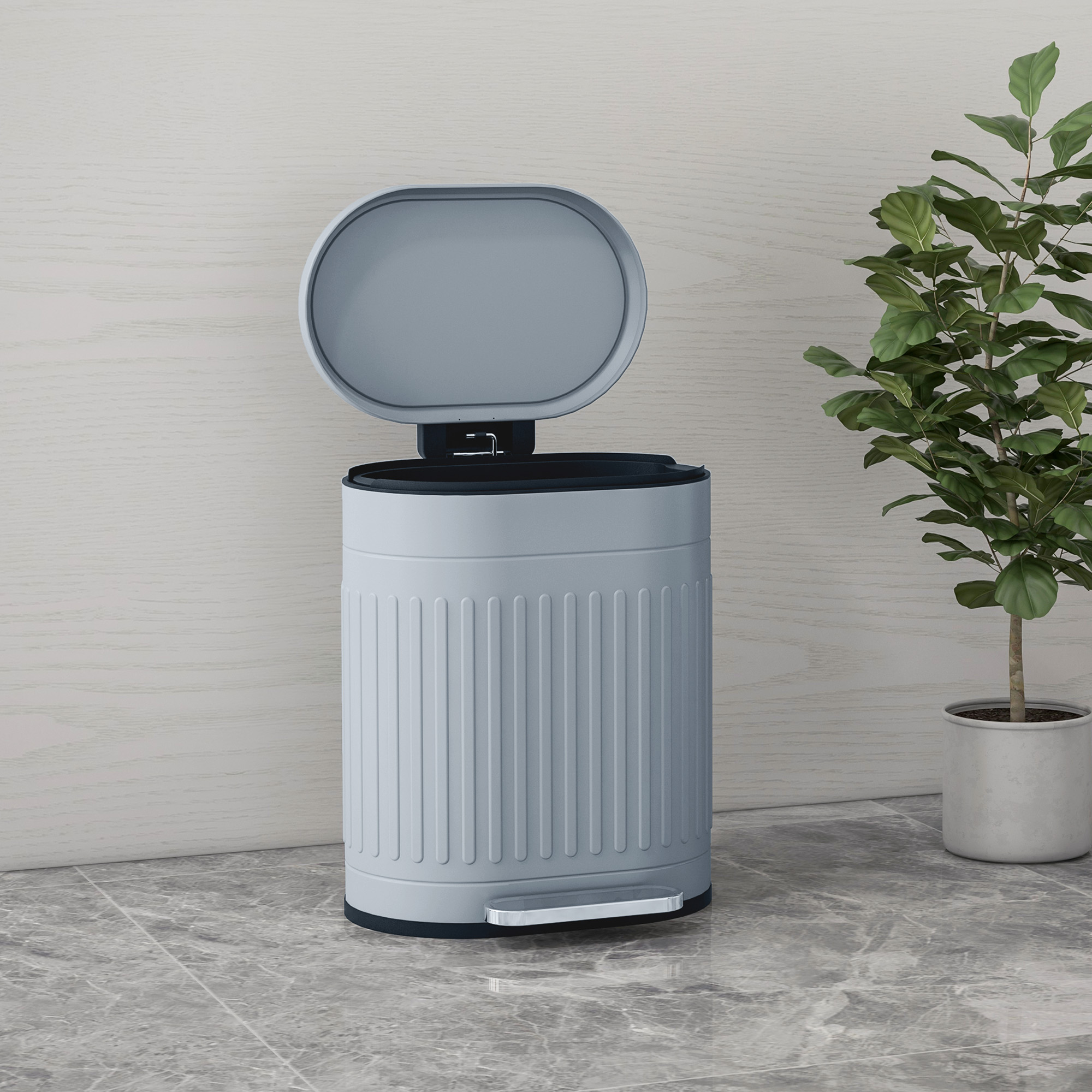 Mülleimer 20l Treteimer mit Deckel Fußpedal herausnehmbarem Inneneimer Soft-Close-Funktion 36,5 x 31,2 x 45 cm, Grau
