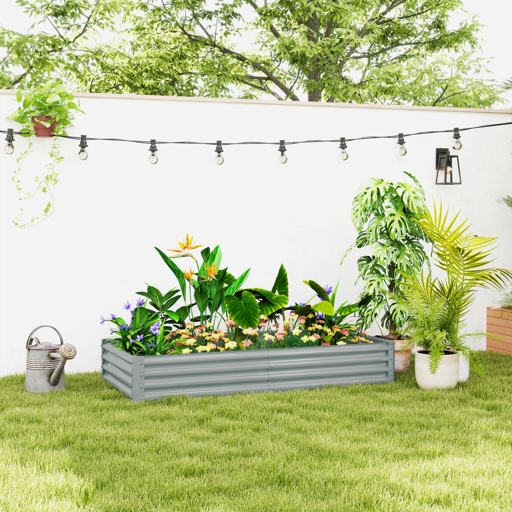 Hochbeet aus Stahl, Wetterbeständig Pflanzbeet mit Anti-Schnittkante Frühbeet