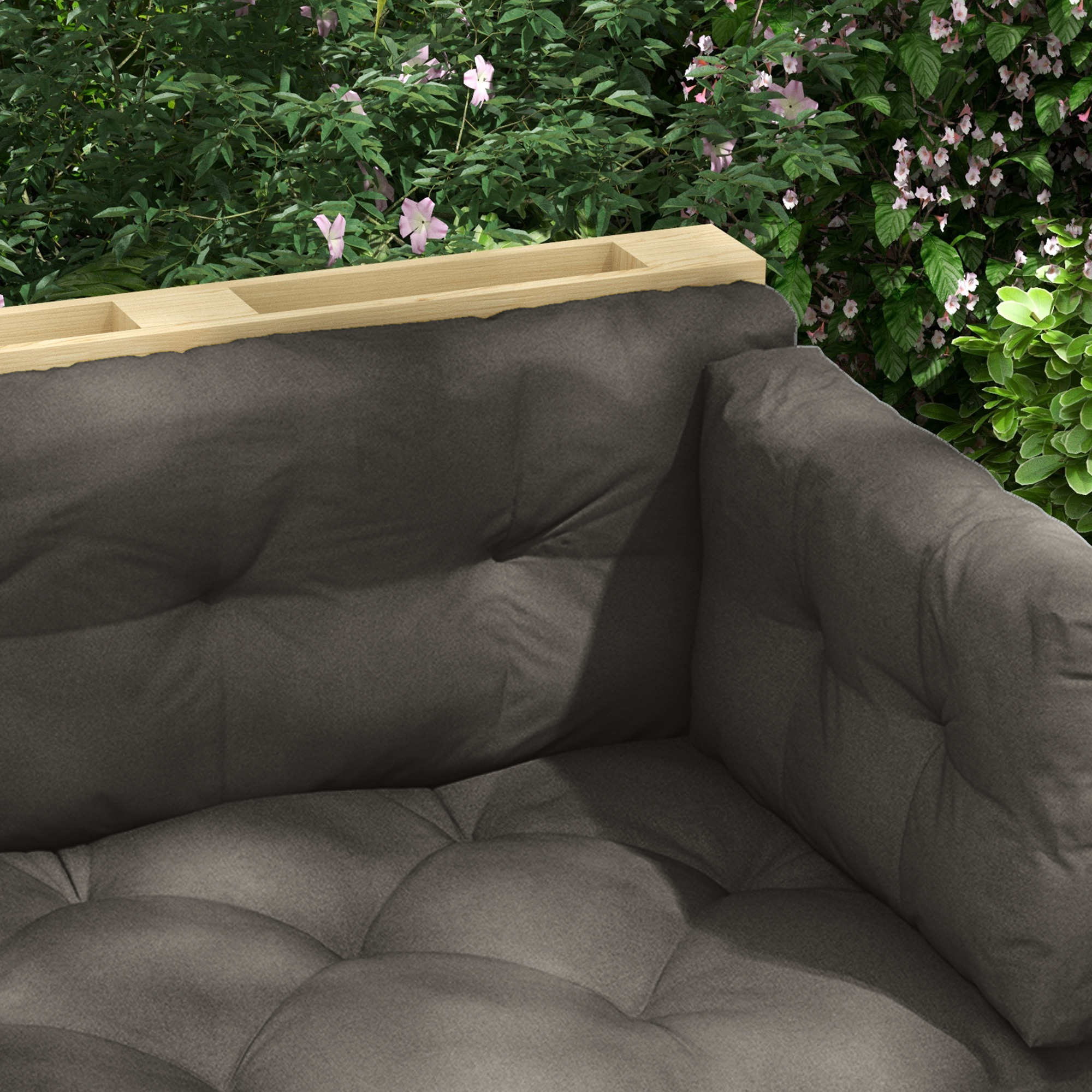 Polsterauflage Gartenmöbelsitzkissen Sitzauflage, wetterbeständig, Knopfheftung, 120 cm x 80 cm x 12 cm, Grau
