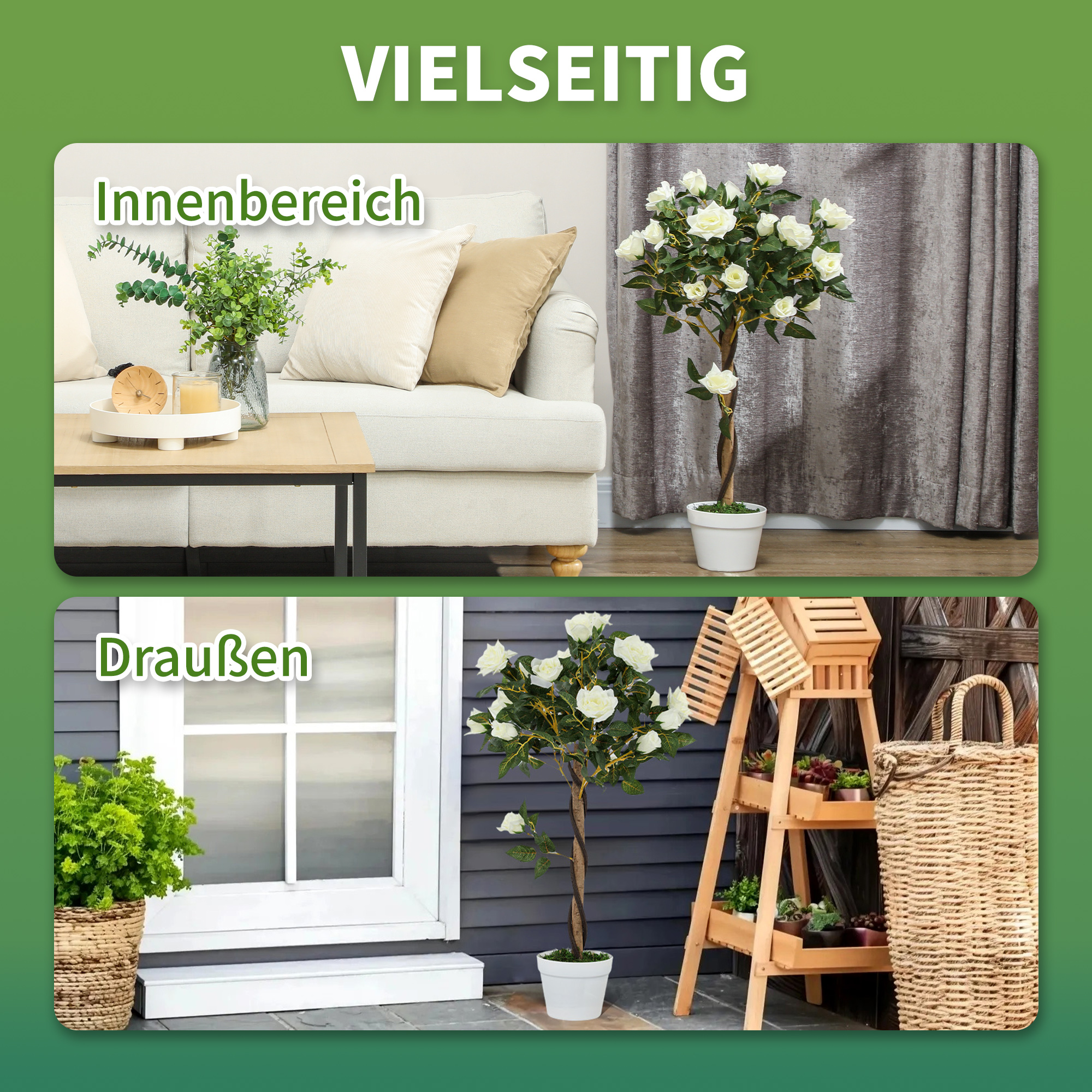 Kunstbaum, Künstliche Pflanze im Zementtopf, Kunstpflanze