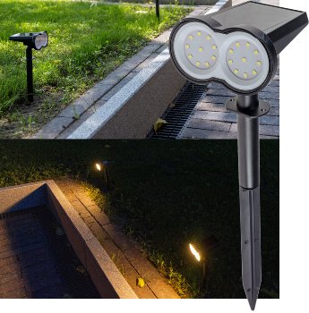 Gartenstrahler Solar mit Erdspieß, 80lm - Dämmerungssensor, IP65