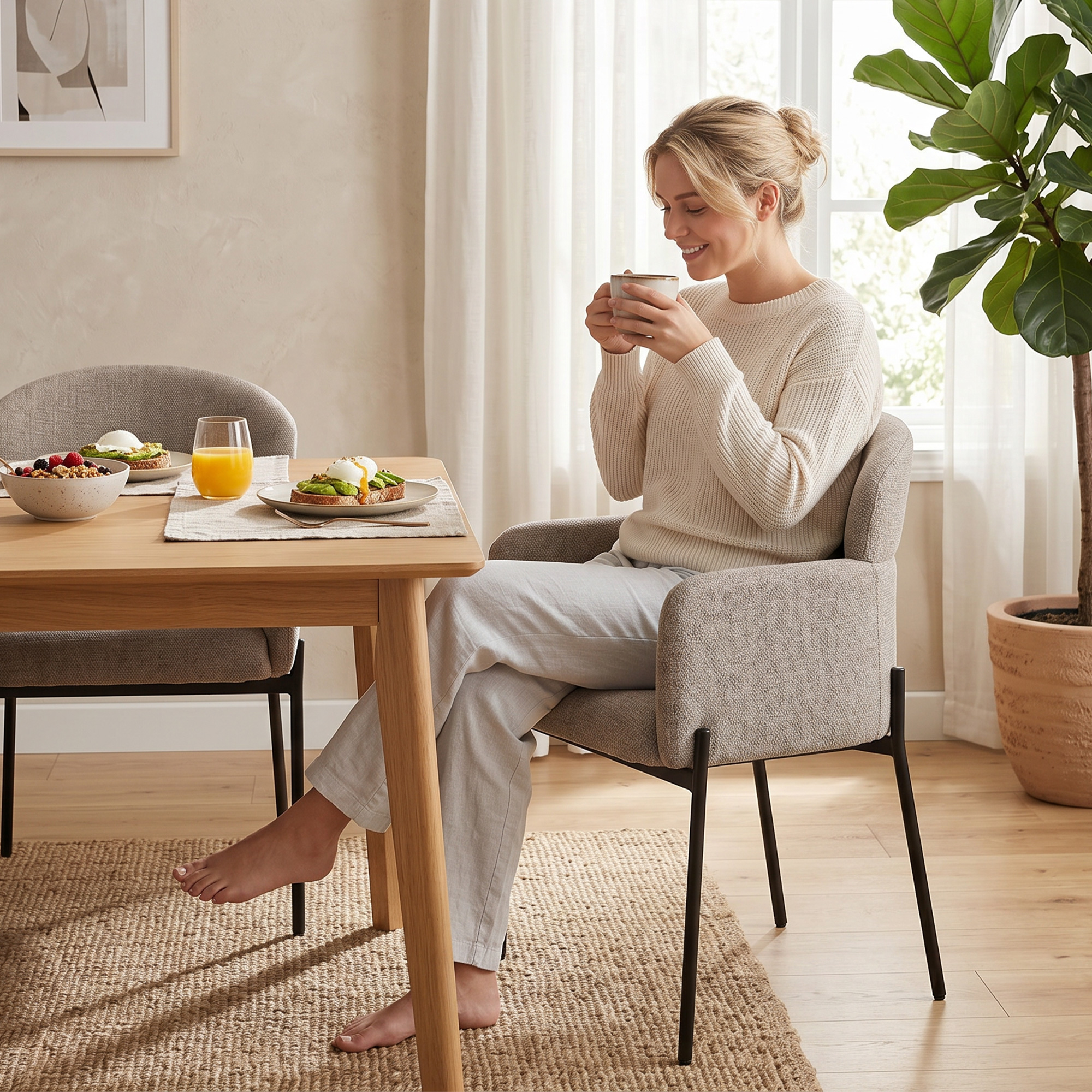 Sessel Wohnzimmer Loungesessel mit Chenille-Optik, Armlehnen, Metallbeinen für Schlafzimmer, Hellbraun