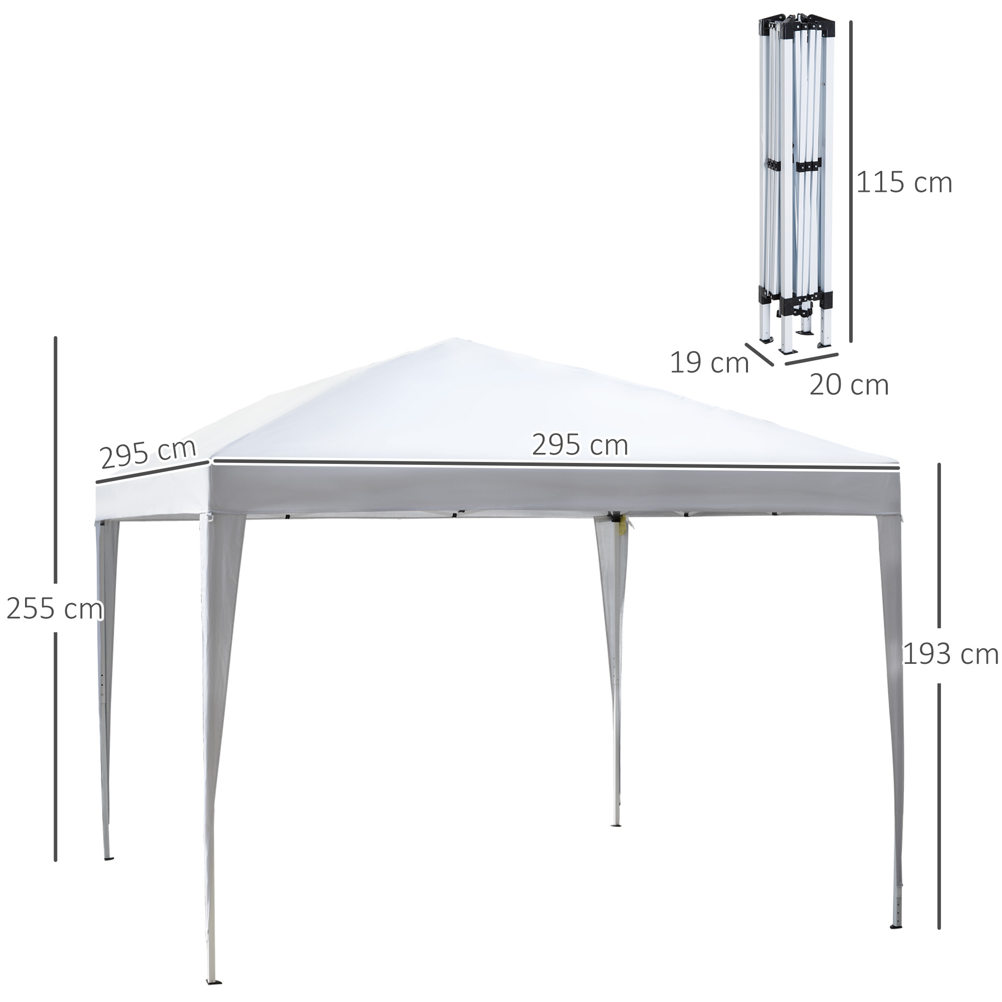 Pavillon, 2,95 x 2,95 m Pop-Up-Faltpavillon, Gartenpavillon, Partyzelt, UV-Schutz, Stahl+Oxfordstoff, Weiß