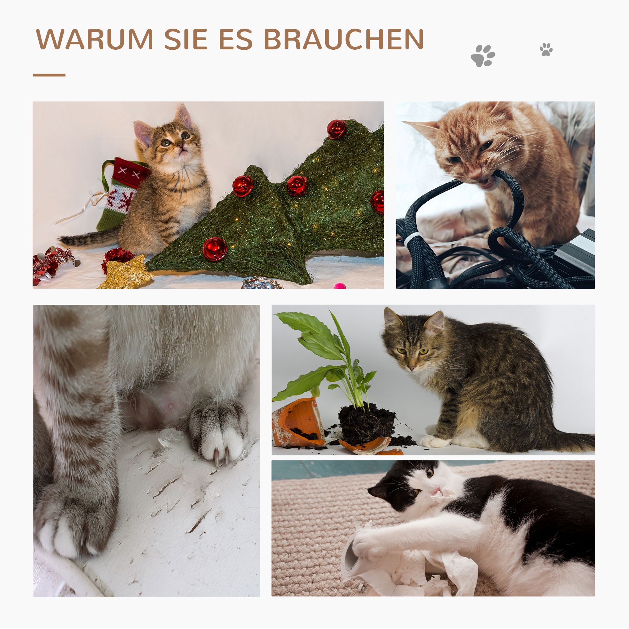 Kratzbaum Rattan 95 cm Höhe 3-Stufiger Katzenbaum mit Platform, Katzenbett, Kletterbaum mit Katzenhöhle Sisalstämmen Spielbälle Katzenmöbel Sisal Natur+Beige