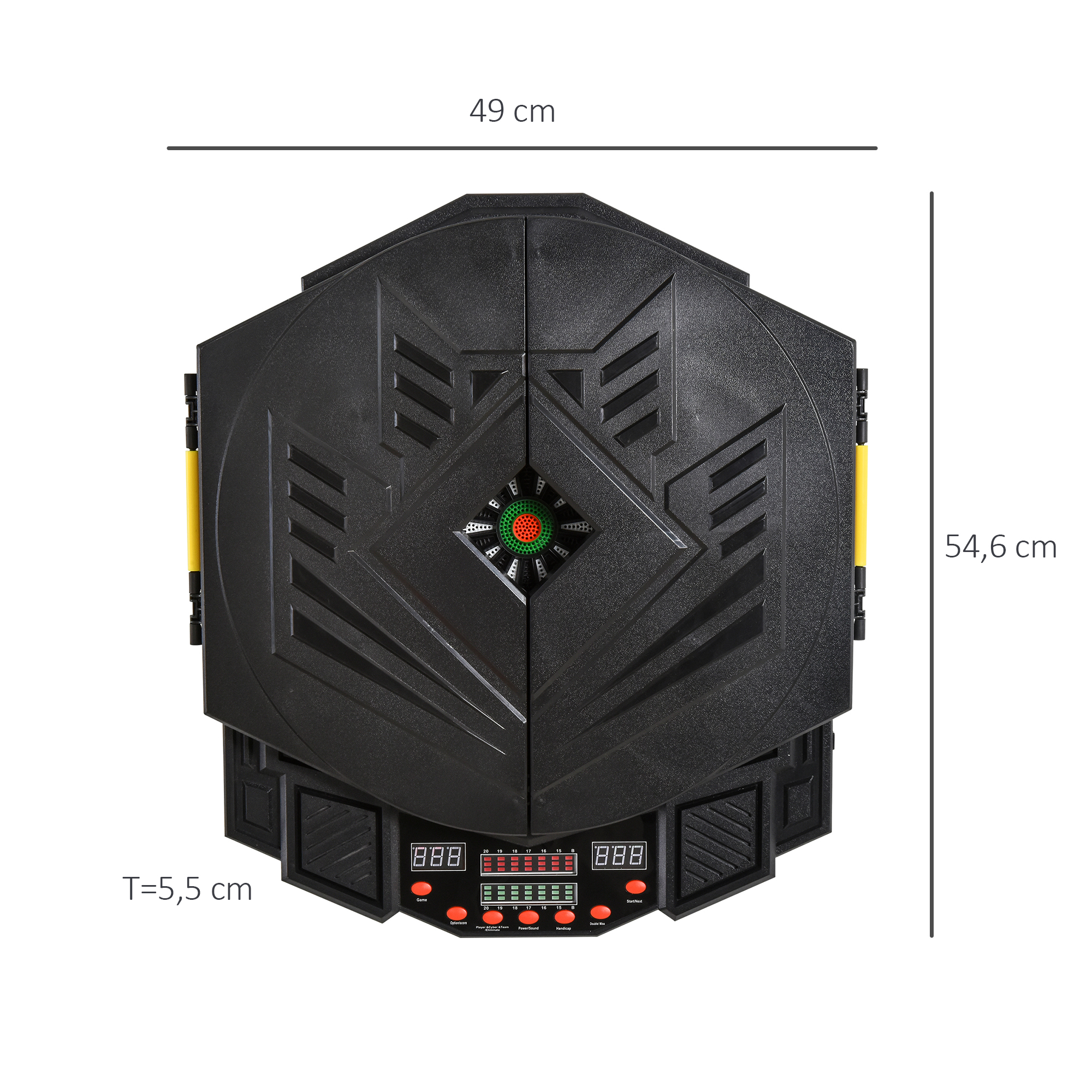 elektronische Dartscheibe Dartboard mit Sprachansagen Englische Stimme LED-Anzeigen 12 Darts 27 Spiele 216 Varianten Dartautomat mit Türen Dartscheibe Set für bis zu 8 Spieler