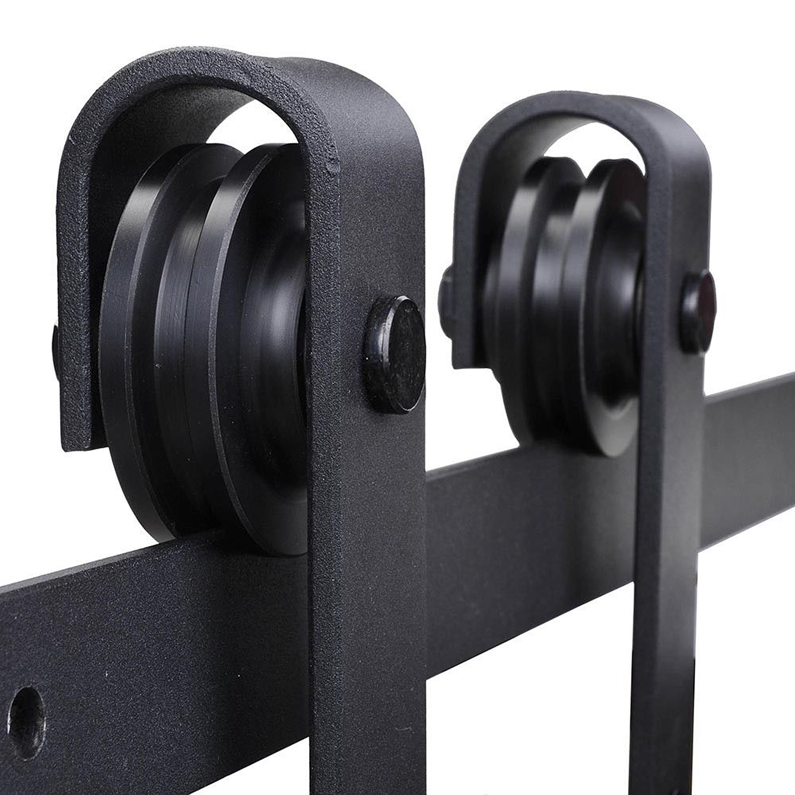 Gleitschienen-Bausatz für Schiebetüren, max, 100 kg Belastbarkeit, Metall, Schwarz, 2 m, Schwarz