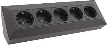 5-fach Steckdosenblock, schwarz - 250V~/ 16A, Aufbaumontage 5-fach Steckdosenblock, schwarz - 250V~/ 16A, Aufbaumontage