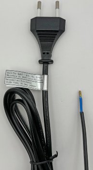 Netzkabel mit Fußschalter, blanke Enden, 2m lang, schwarz