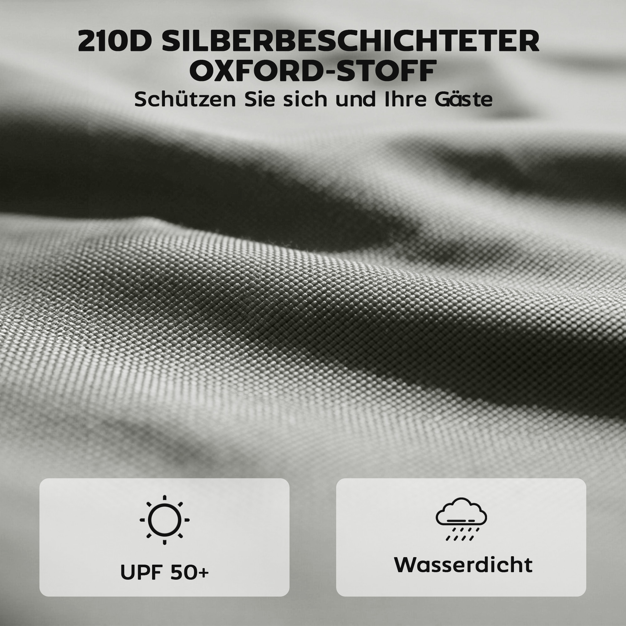 3-teiliges Set Seitenteile mit Reißverschluss für 3 x 3 m Pavillon, Hellgrau