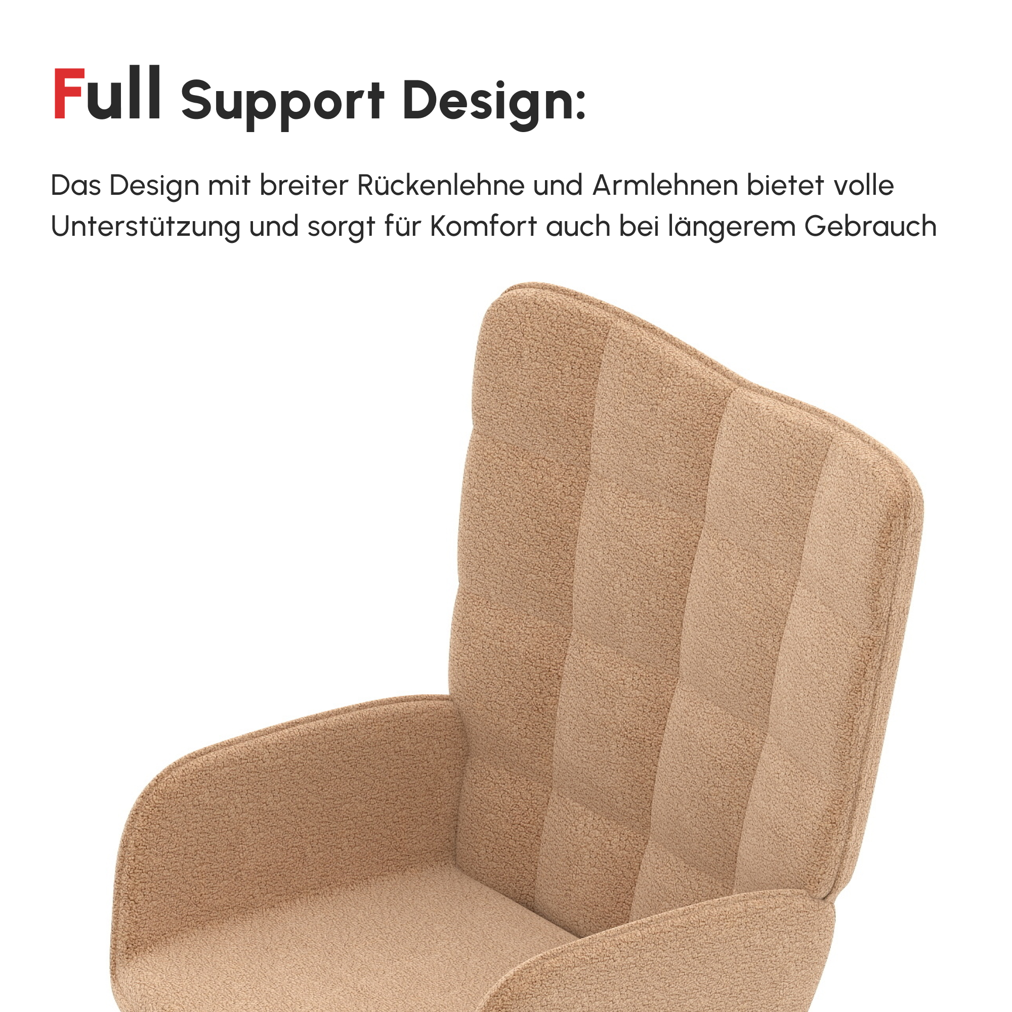 Schaukelstuhl im Retro-Design, Massivholz, Sessel, Relaxsessel, 98 cm x 71 cm x 101 cm, Braun