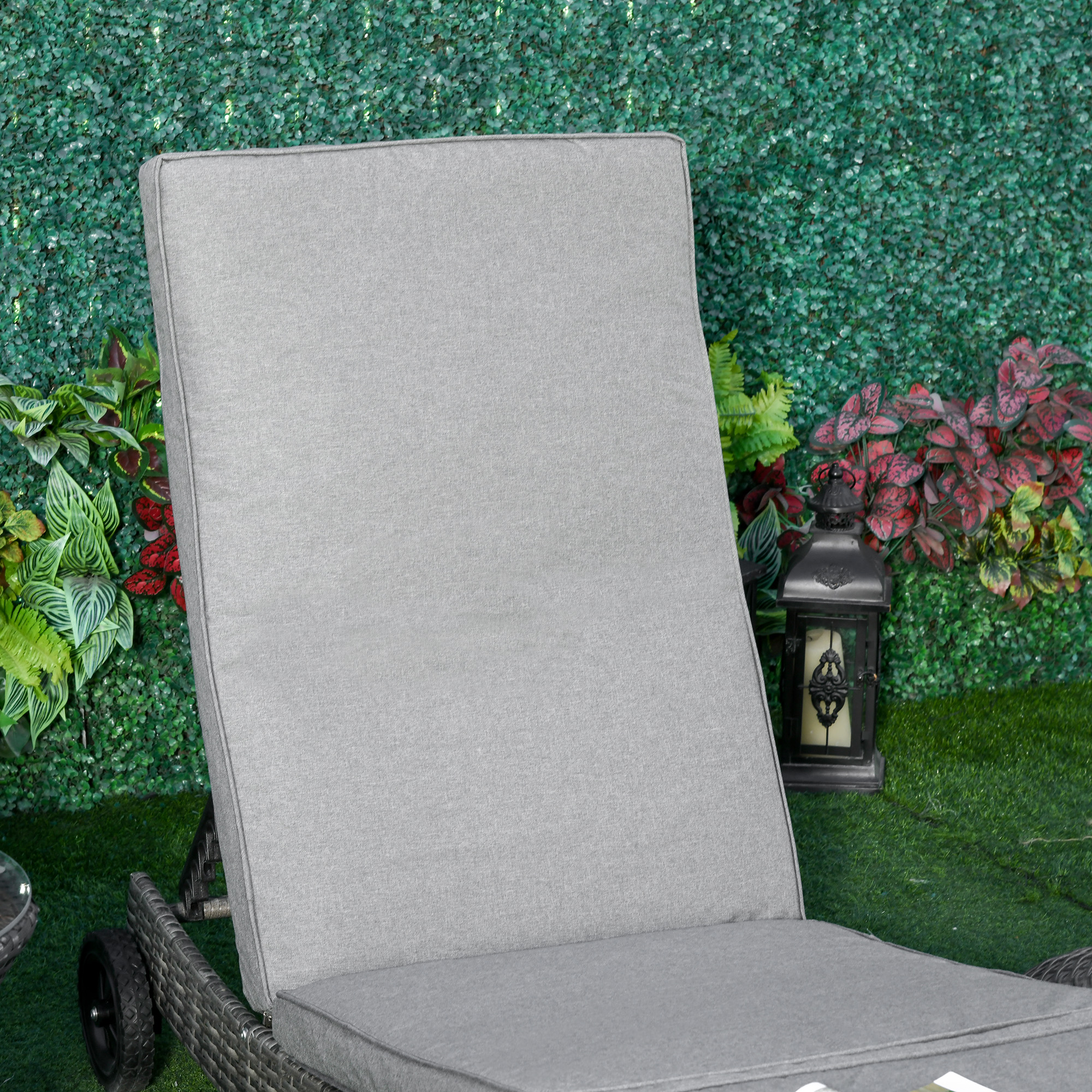 Polyrattan Sonnenliege Gartenliege mit Kissen 5-stufig verstellbar Rattanliege Gartenmöbel Liege S-Form Metall Grau 207 x 70 x 70 cm