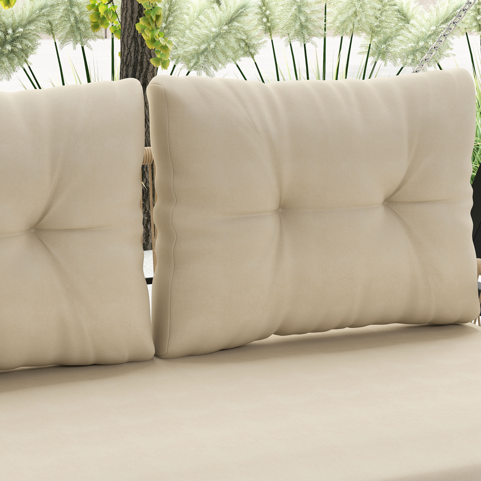 Hollywoodschaukel 2-Sitzer Rattan Gartenschaukel mit Kissen Ketten bis 240 kg 115 x 66 x 44 cm Beige