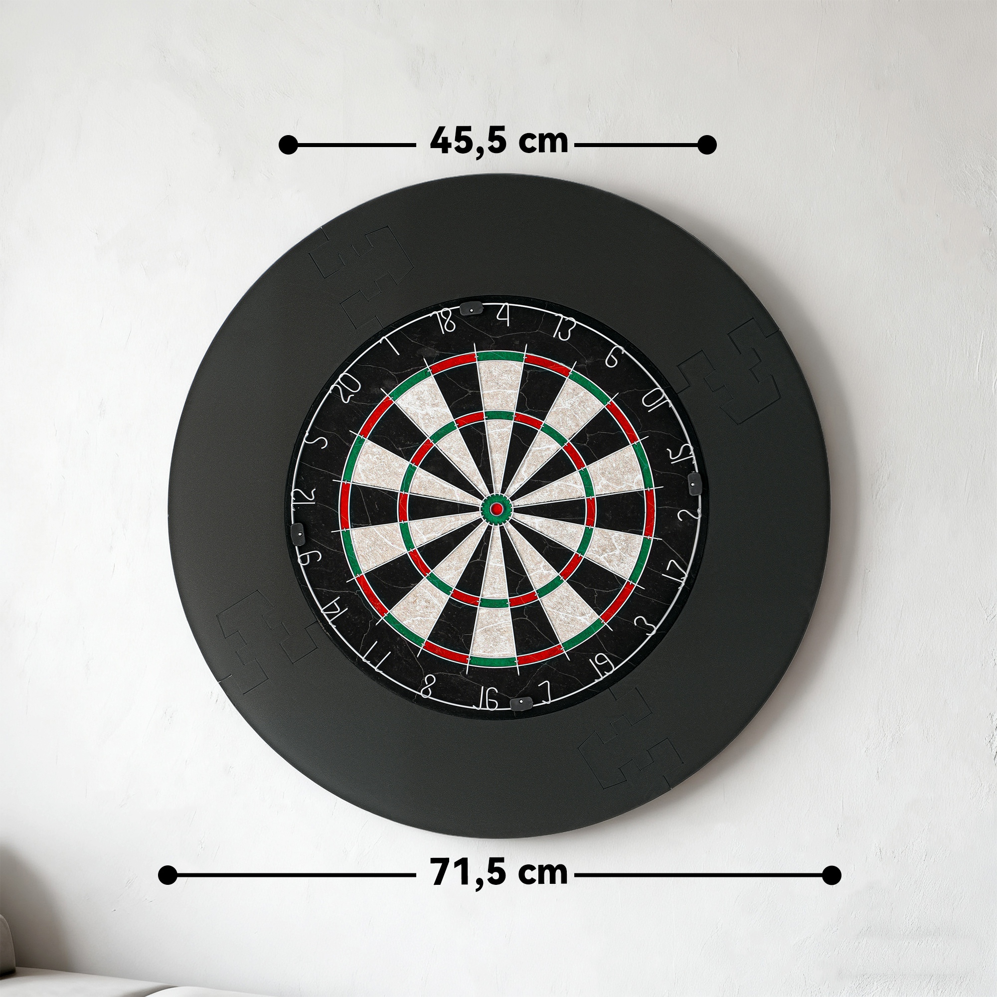elektronische Dartscheibe Dartboard-Set mit Schutzring, 6 Dartpfeile mit Stahlspitzen, Sisal, Kunststoff, Schwarz