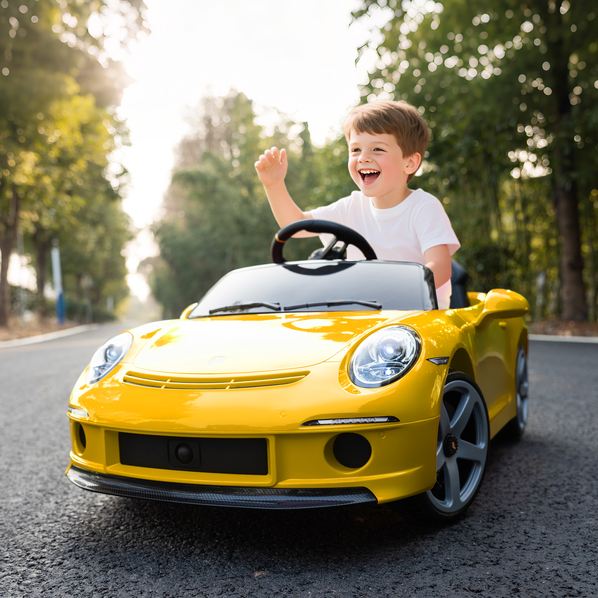 Kinderfahrzeug Porsche 911 RUF GT, gelb