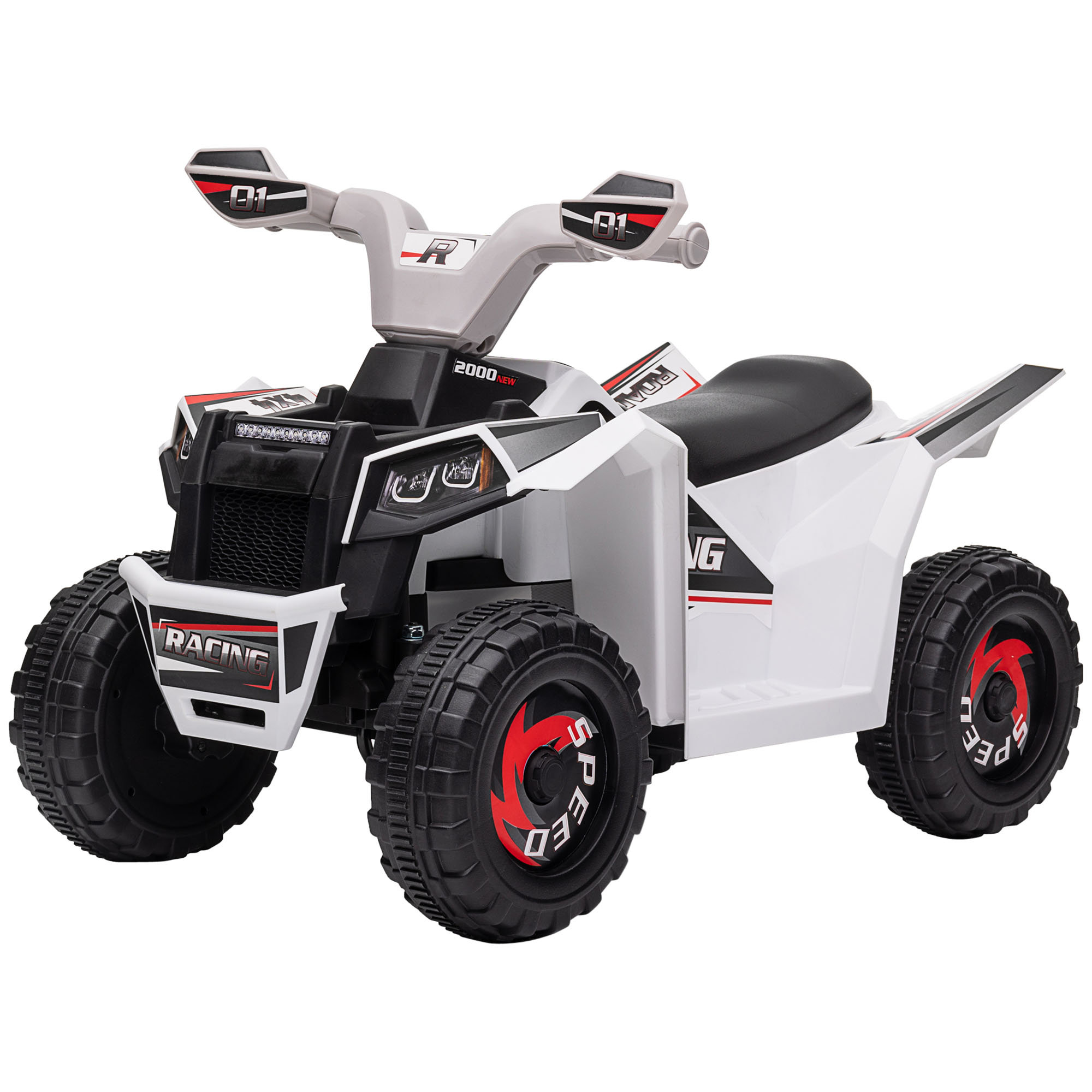 Elektro-Kinderquad, 2,5 km/h, Vorwärts- & Rückwärtsgang, für 18-36 Monate, Weiß