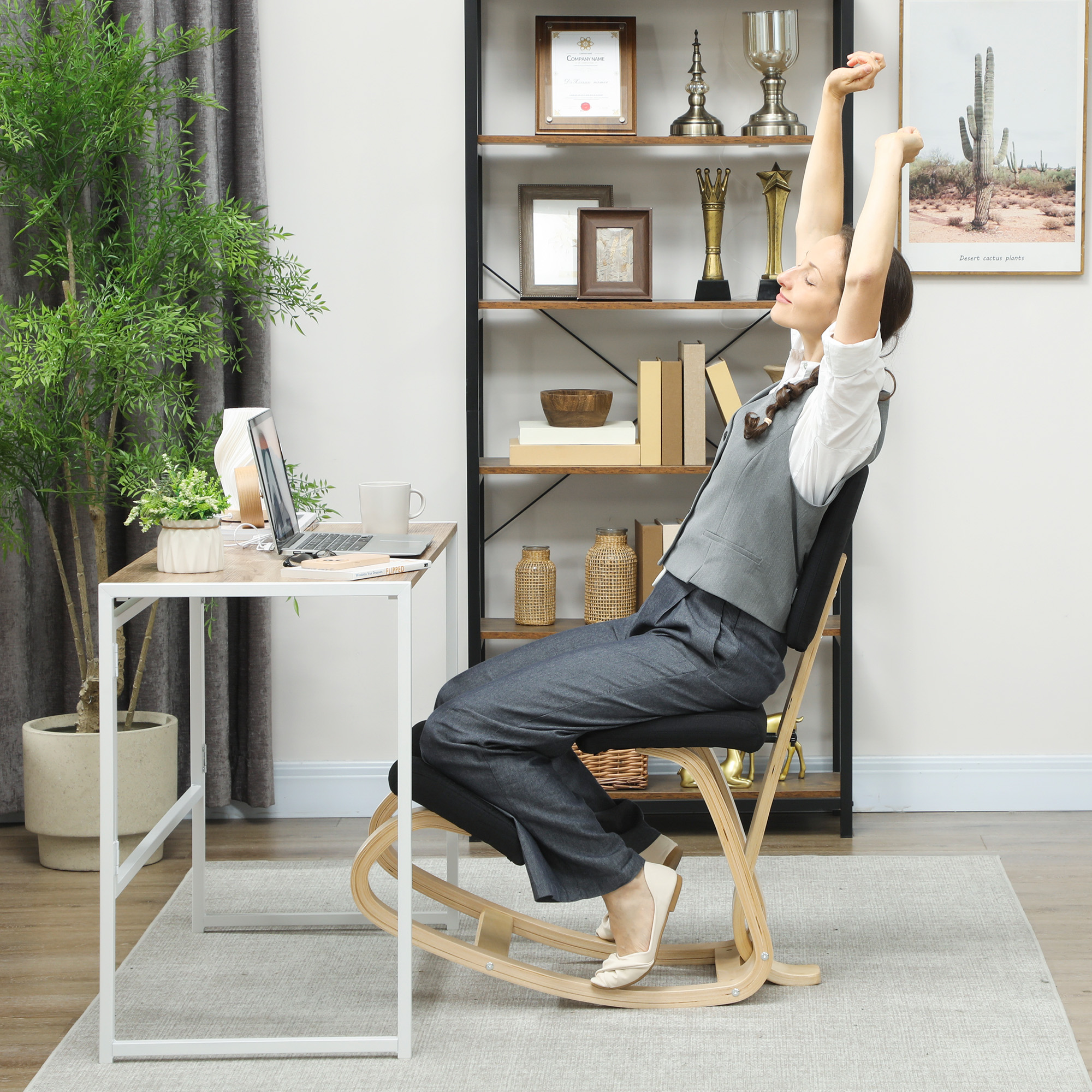 ergonomischer Kniestuhl, Kniehocker Gesundheitsstuhl für Zuhause, Büro, Meditation Schwarz