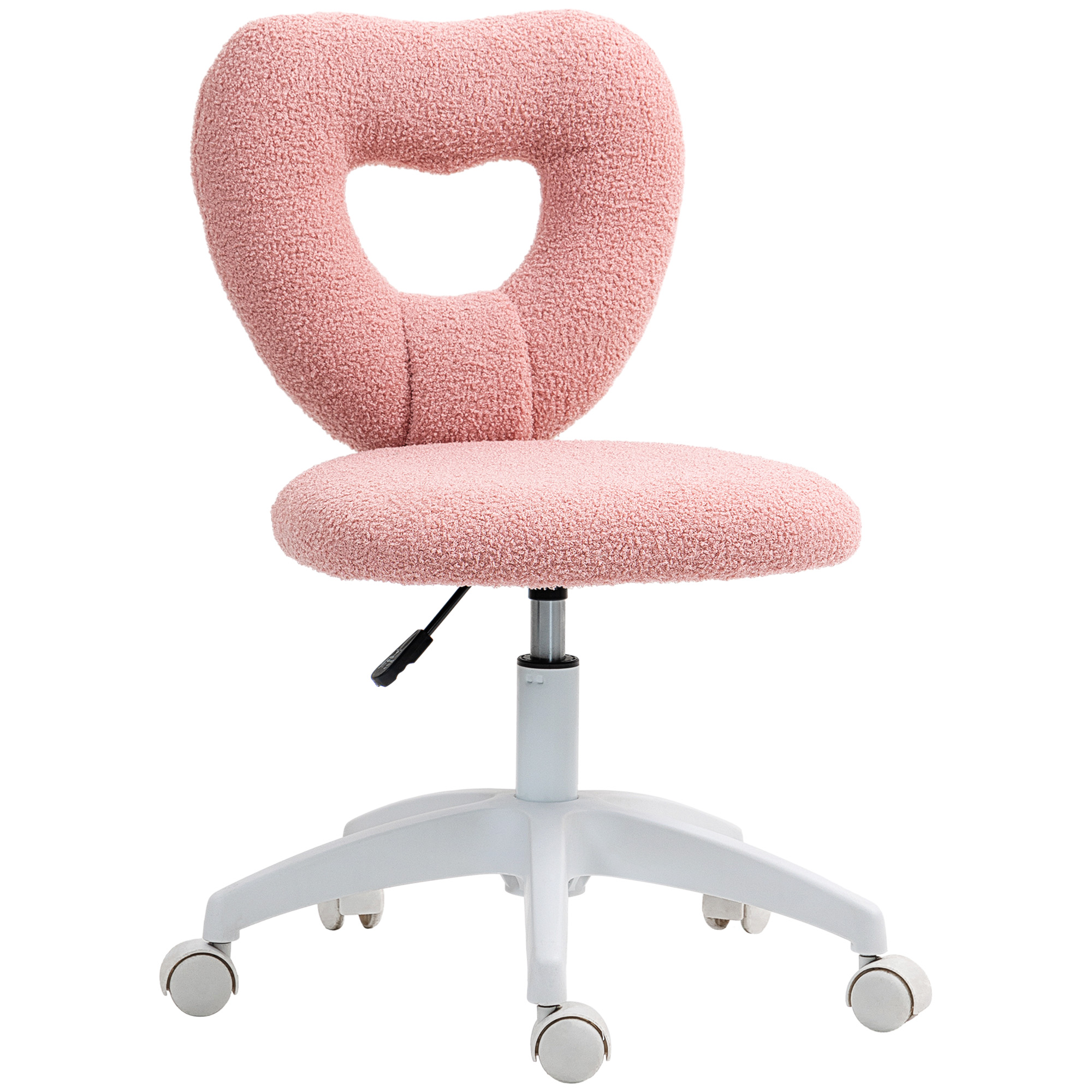 Schreibtischstuhl, Bürostuhl, Herzförmige Rückenlehne, gepolstert, Rosa