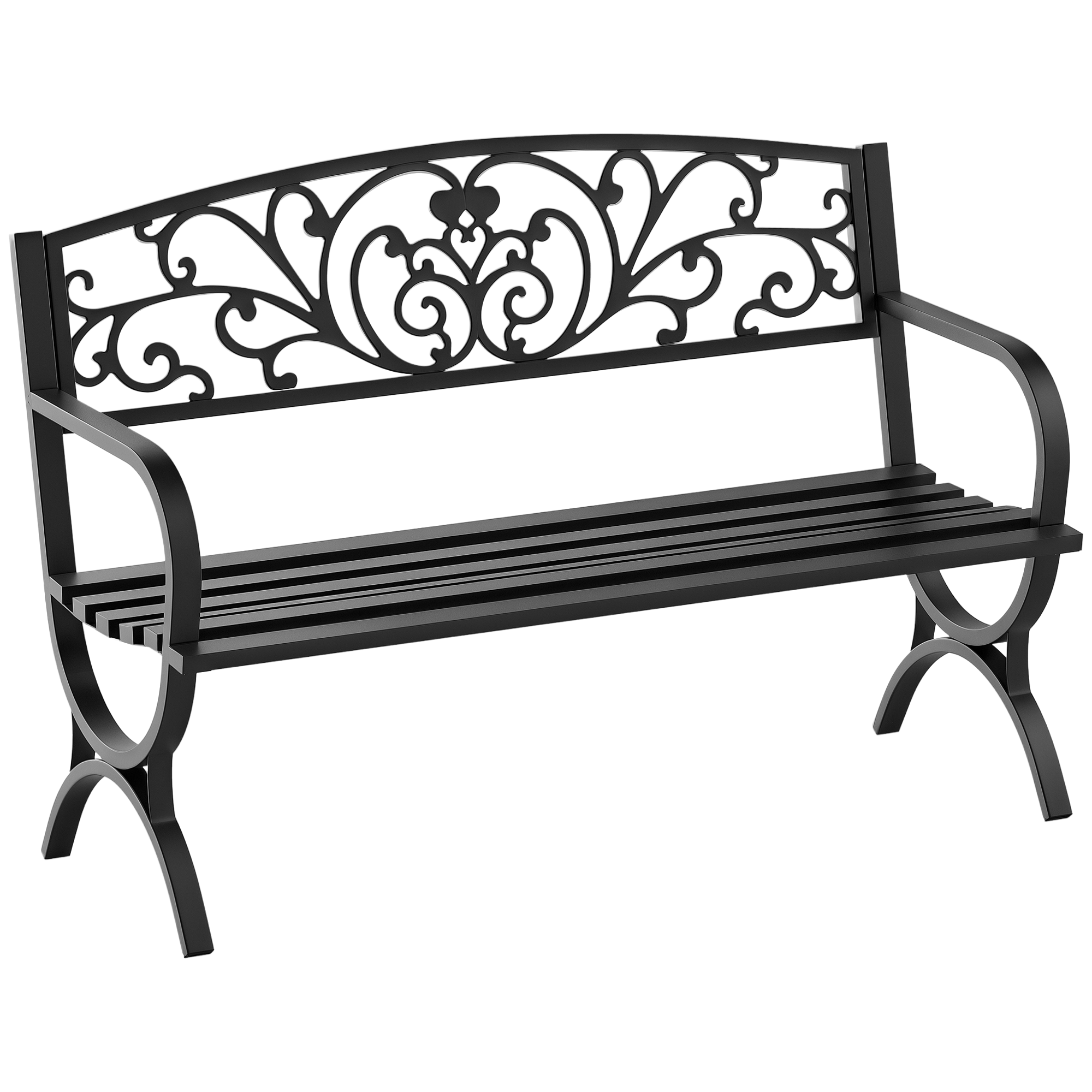 2-Sitzer Gartenbank Sitzbank 240kg belastbar Bank Gartenmöbel für den Innen- und Außenbereich geeignet 127x60x85 cm Schwarz