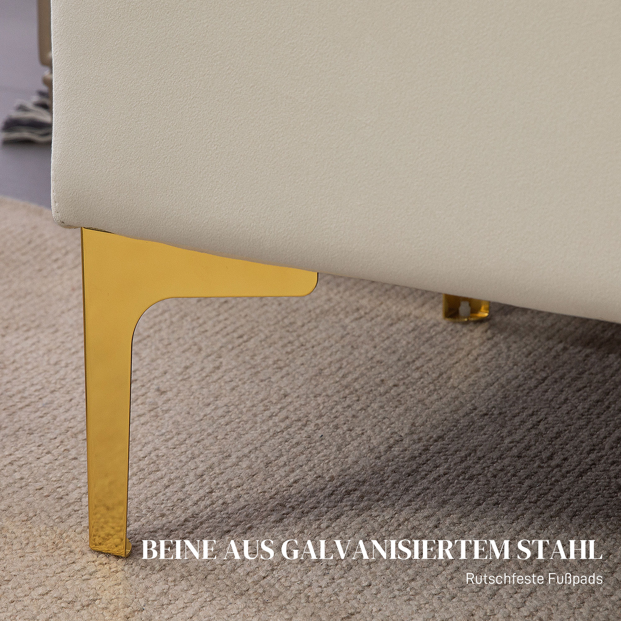 Sitzbank mit Stauraum, belastbar bis 120kg, 120x44x44,5cm, Beige