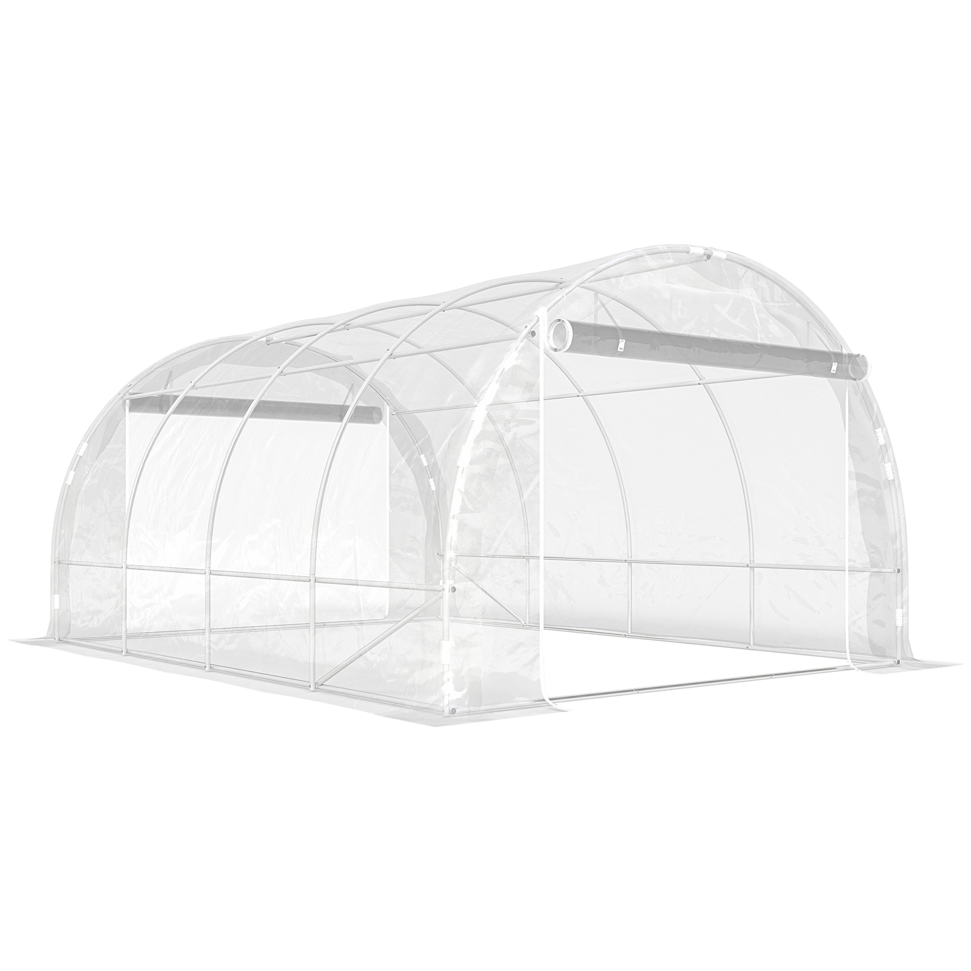 Polytunnel-Gewächshaus, begehbares Gewächshaus mit verzinktem Stahlrahmen und UV-beständiger PE-Abdeckung, transparent