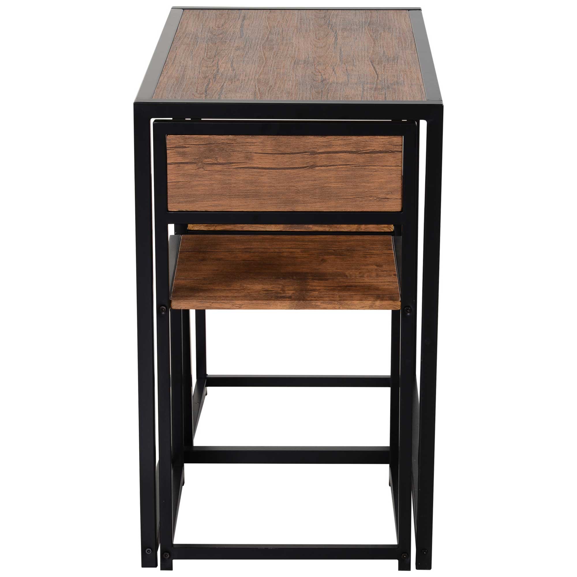 3-teiliges Bartisch-Set Hochtisch-Set 3-teilig, 2 Stühle, 1 Tisch, 90 cm x 47 cm x 76  cm, Braun + Schwarz