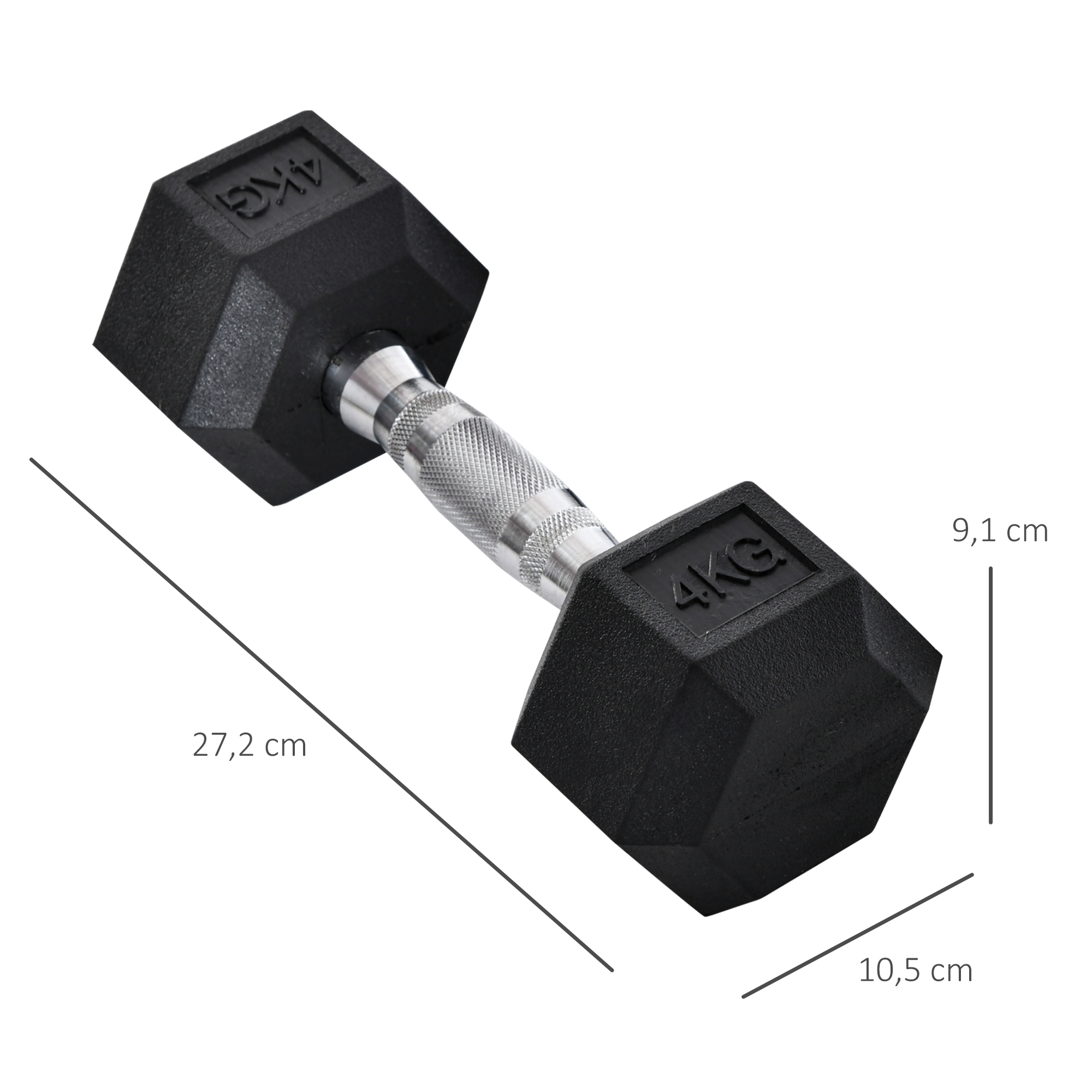 Hexagon Hanteln, 2er Set Hanteln mit gerändeltem Griff, Kurzhantelset aus Gusseisen, 2 x 4 kg, Kurzhanteln für Männer Frauen, Zuhause, Fitnessstudio, Krafttraining