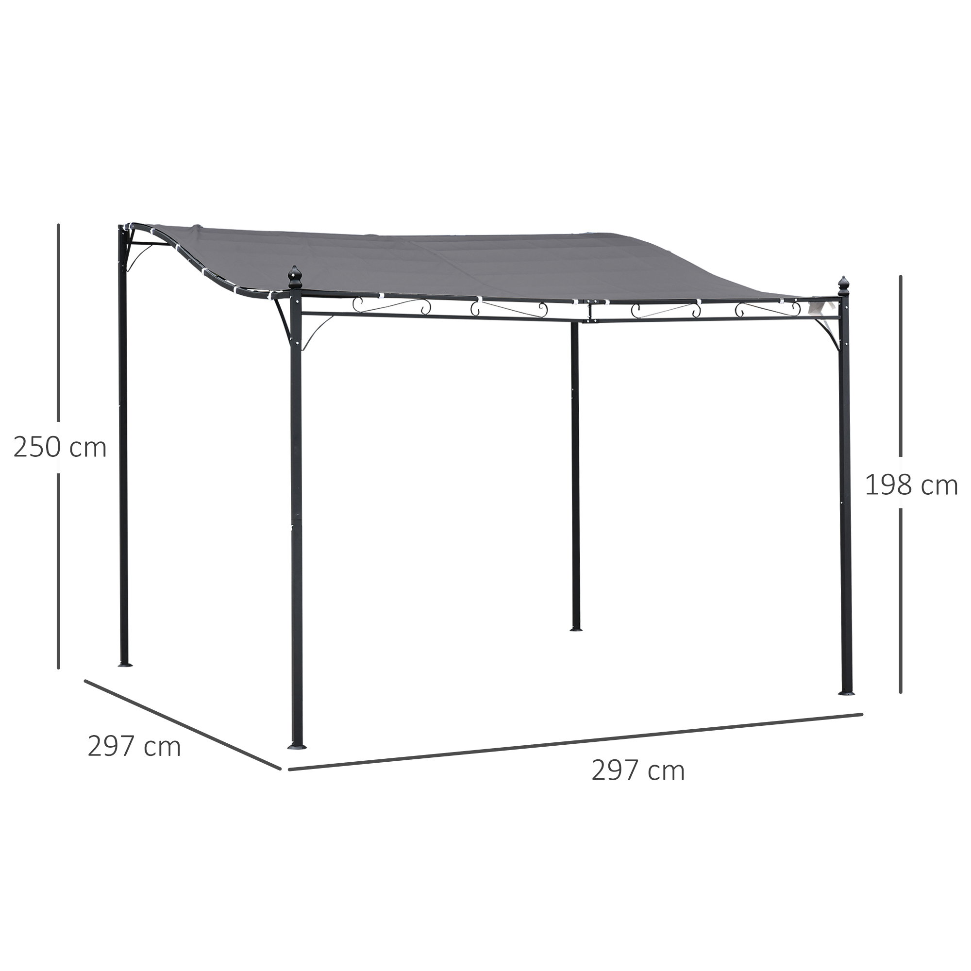 Pergola Gartenpavillon Pavillon Überdachung Zelt Metall Grau 297x297cm