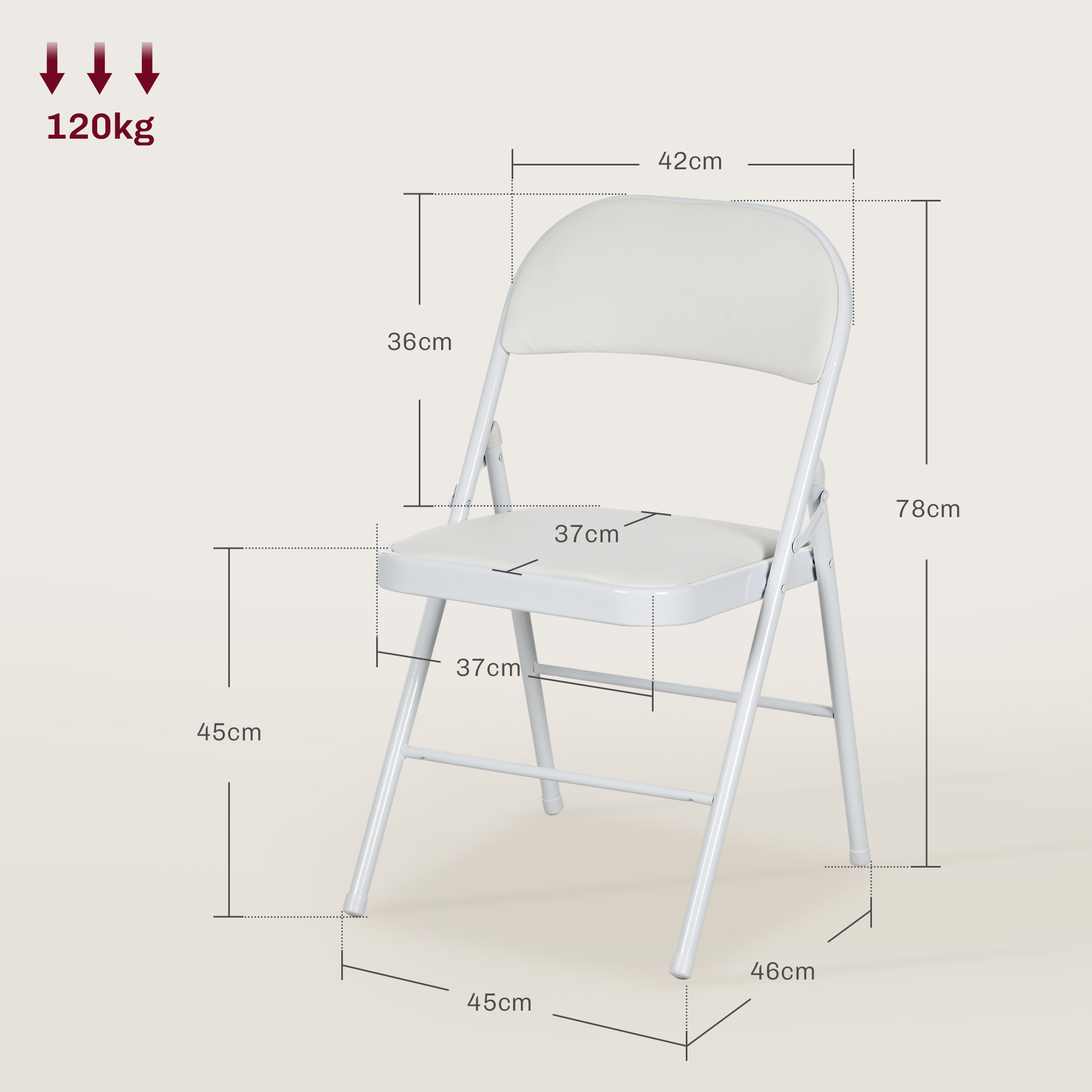 2er-Set Klappstühle, Tragbare Bürostühle, Metallbeine, Faltstuhl für Büro, Empfang, Wartezimmer, Kunstleder, Weiß