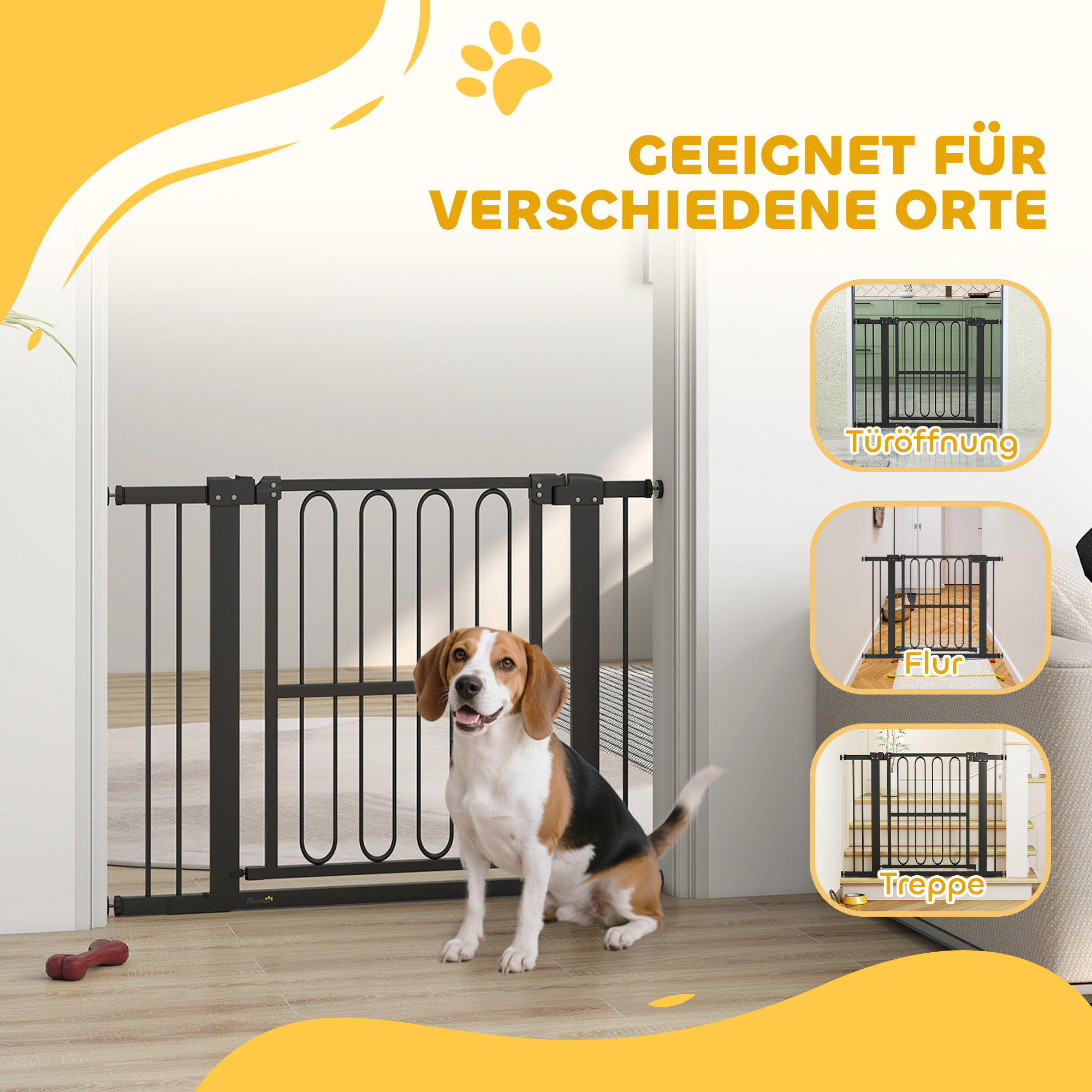 Türschutzgitter Hund, 76-104 cm Absperrgitter ohne Bohren, Treppengitter