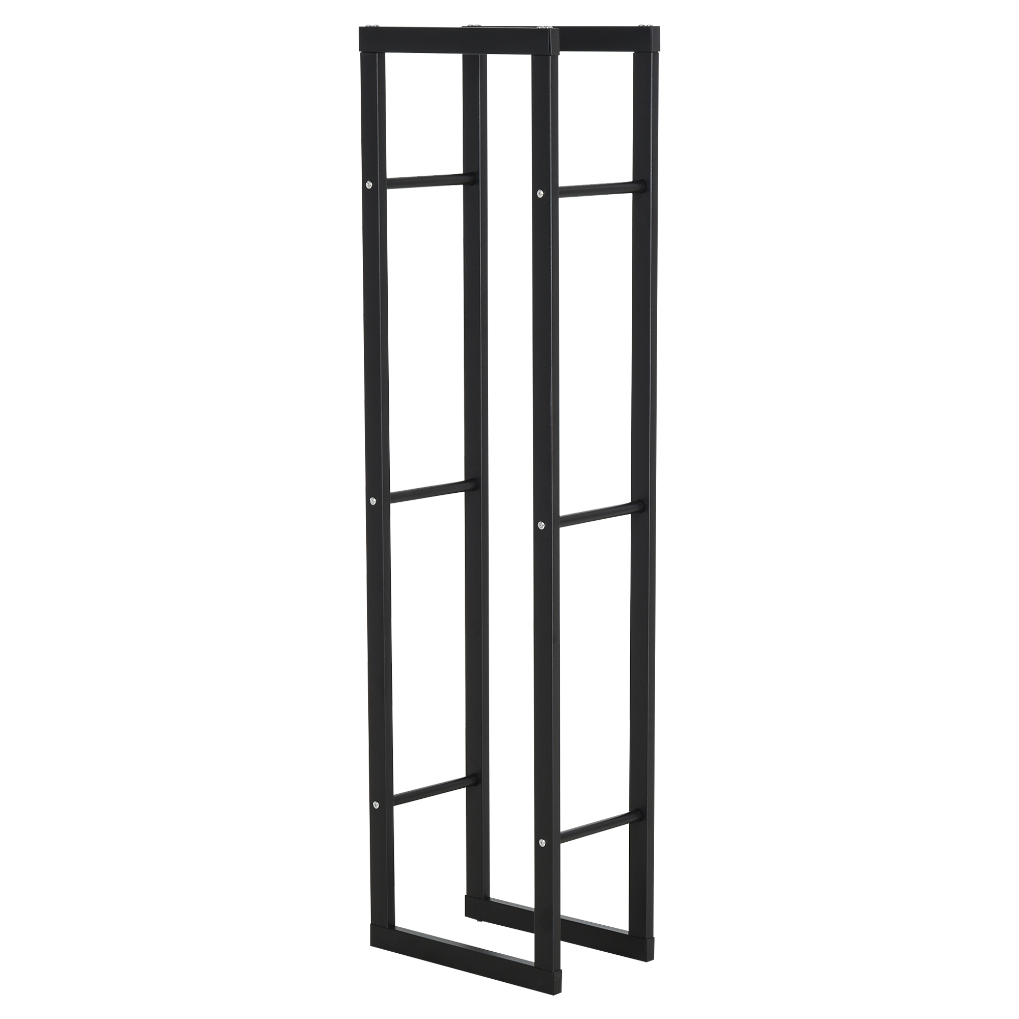 Kaminholzregal Metall 40 x 25 x 150 cm Brennholzregal Stapelhilfe Stahlrahmen bis 100kg Kaminholzunterstand Outdoor Holzregal Feuerholzregal für Garten Terrasse Außen Schwarz
